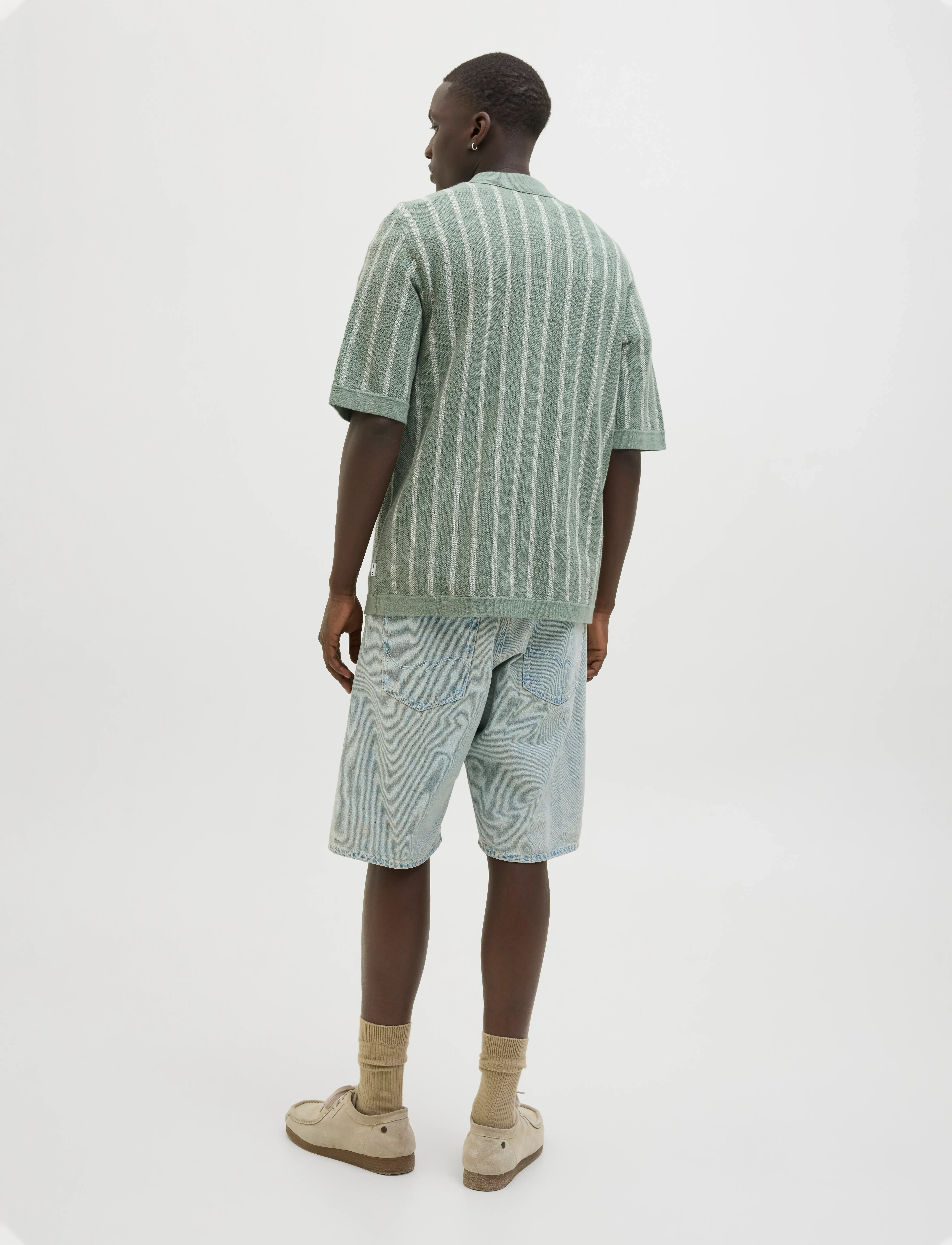 Jack & Jones - JJEMIL KNIT STRIPED SHIRT SS - kortærmede skjorter - iceberg green - 2