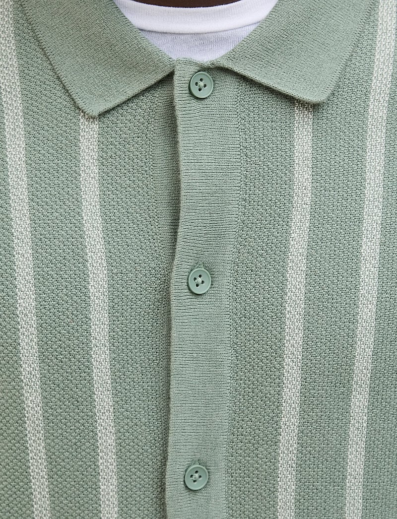 Jack & Jones - JJEMIL KNIT STRIPED SHIRT SS - short-sleeved shirts - iceberg green - 3