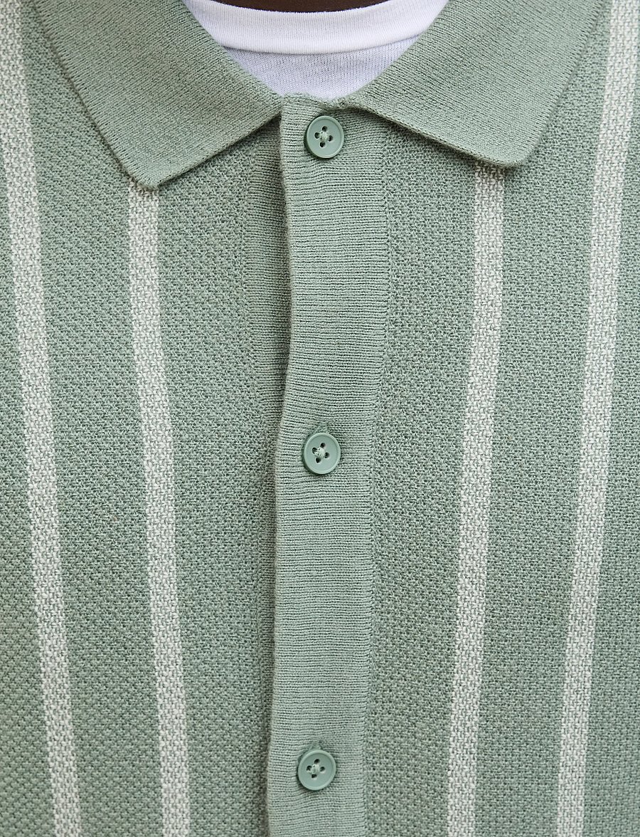 Jack & Jones - JJEMIL KNIT STRIPED SHIRT SS - kortærmede skjorter - iceberg green - 3