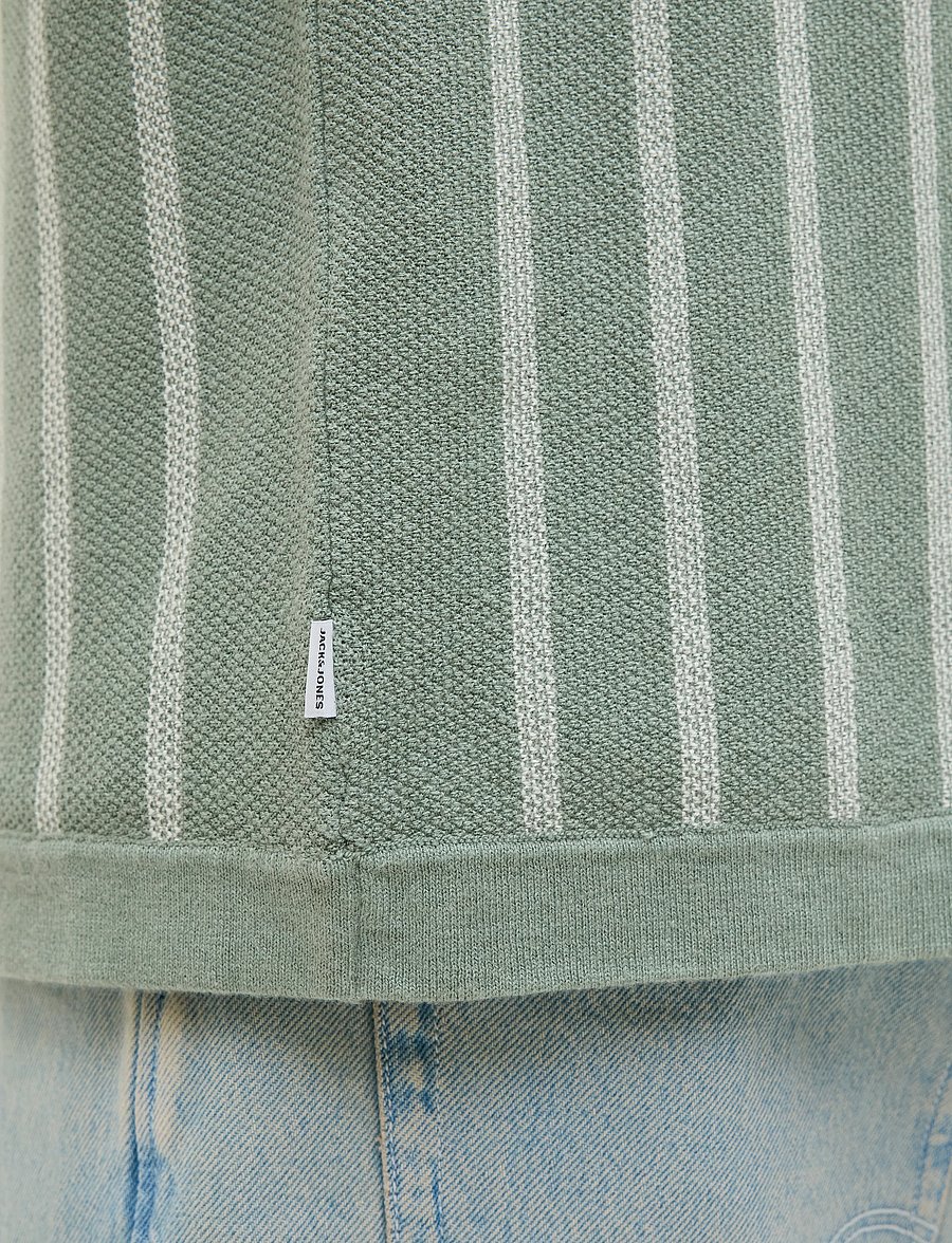 Jack & Jones - JJEMIL KNIT STRIPED SHIRT SS - kortærmede skjorter - iceberg green - 4
