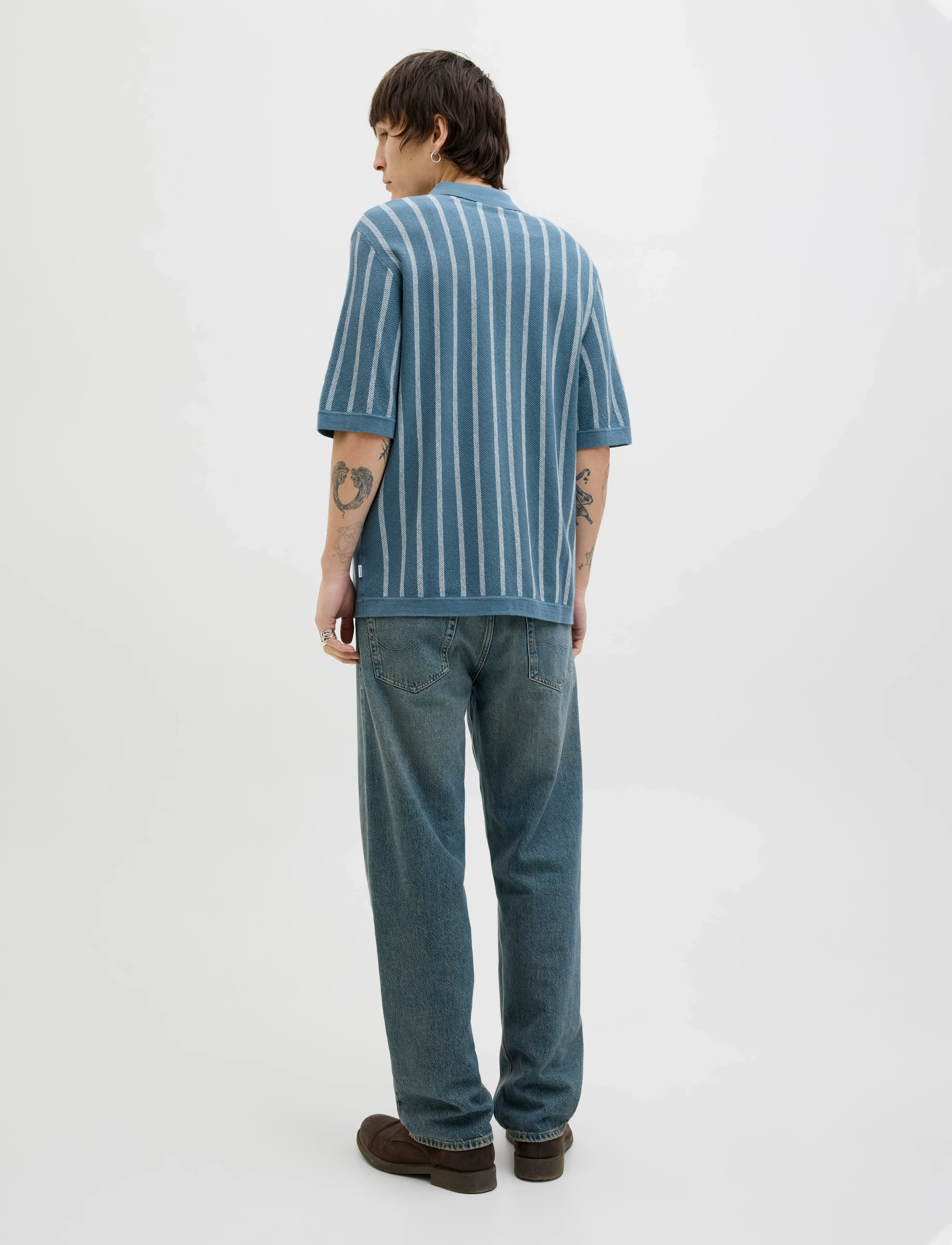 Jack & Jones - JJEMIL KNIT STRIPED SHIRT SS - lühikeste varrukatega särgid - oceanview - 2