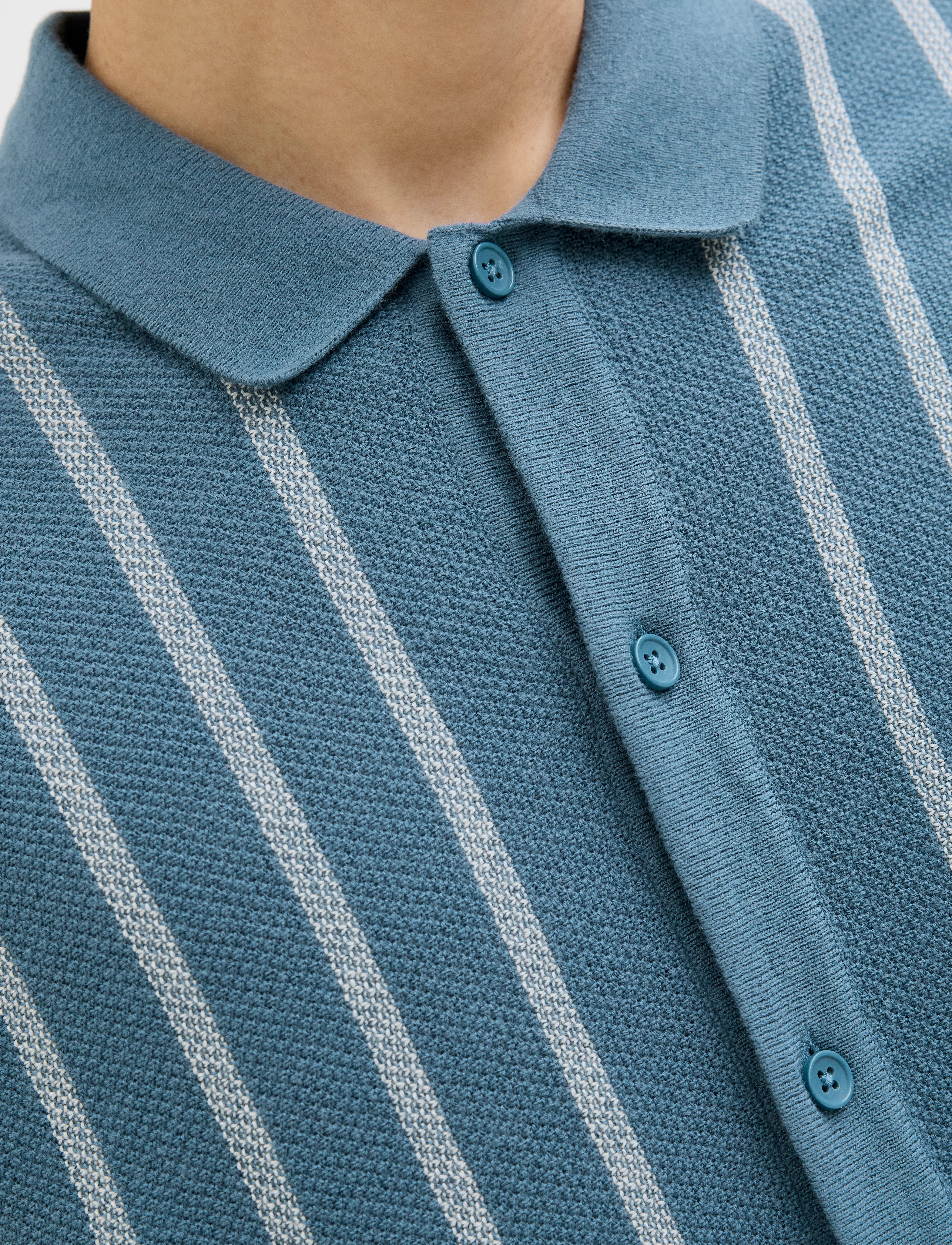 Jack & Jones - JJEMIL KNIT STRIPED SHIRT SS - lühikeste varrukatega särgid - oceanview - 5