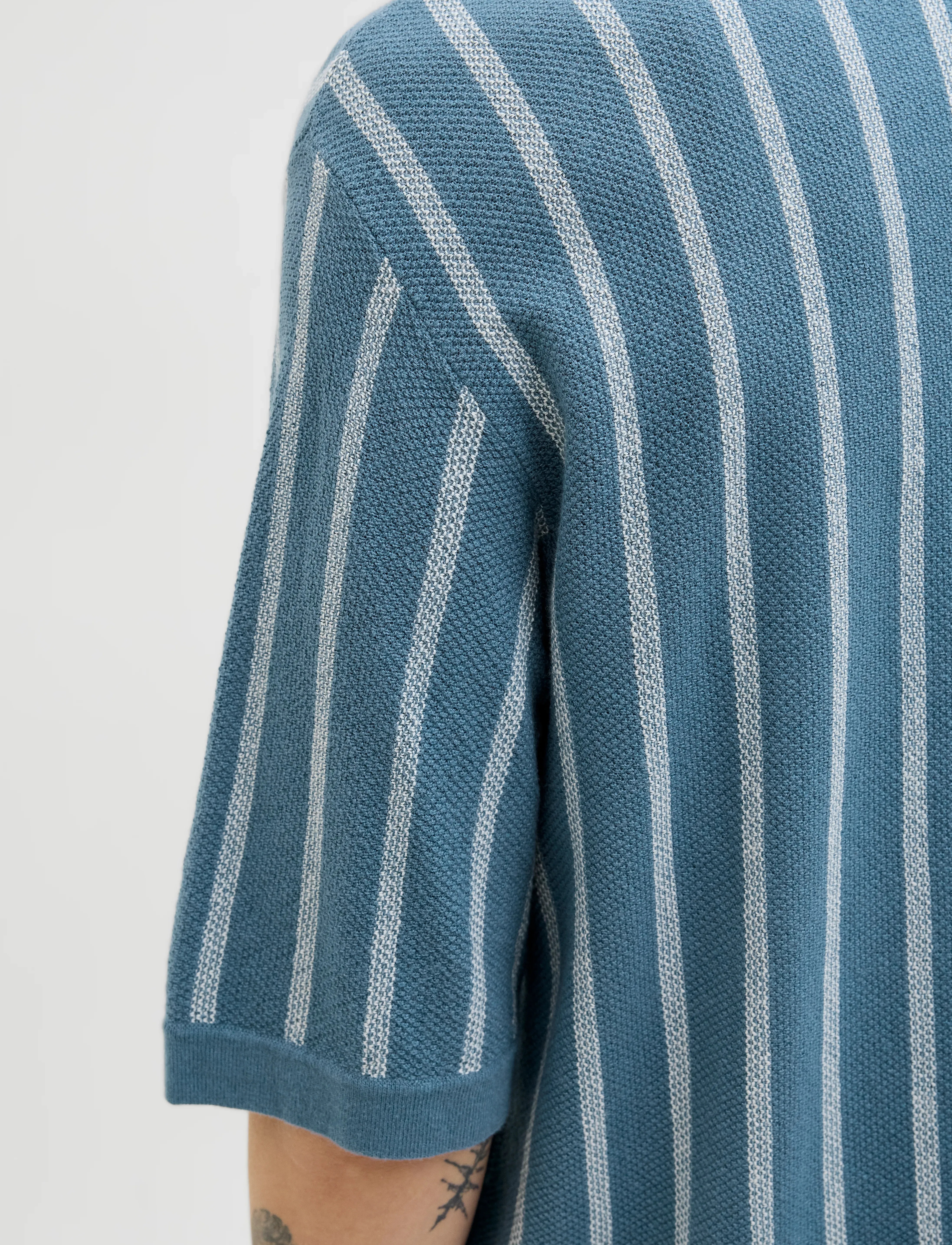 JACK & JONES Jjemil Knit Striped Shirt Ss pikéer herr – bild 6