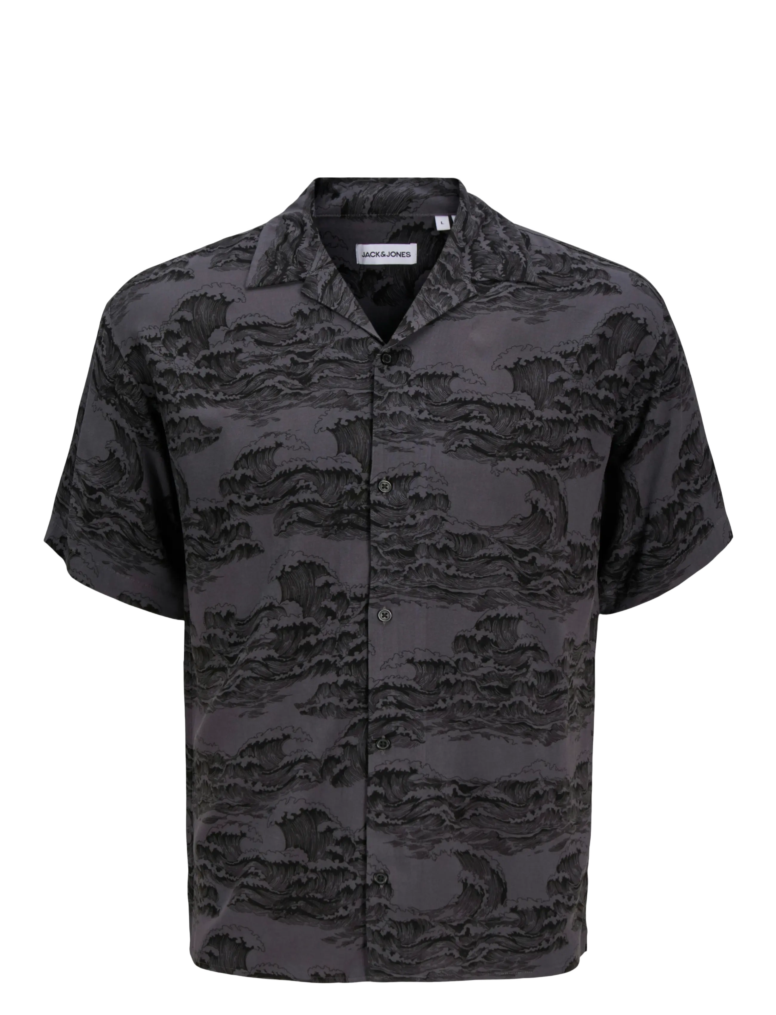 Jack & Jones JJJEFF AOP RESORT SHIRT SS - Skjortor - CASTLEROCK / black