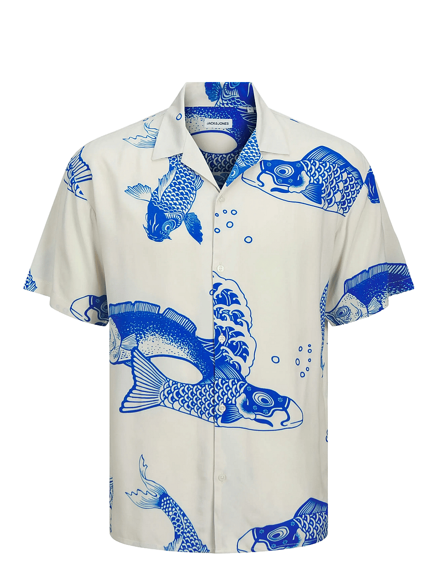 Jack & Jones - JJJEFF AOP RESORT SHIRT SS - short-sleeved shirts - lapis blue - 1