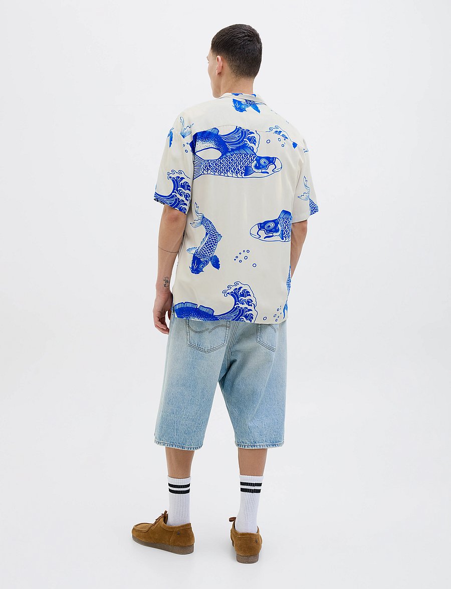 Jack & Jones - JJJEFF AOP RESORT SHIRT SS - short-sleeved shirts - lapis blue - 2