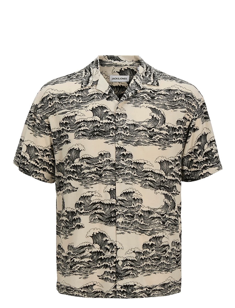 Jack & Jones - JJJEFF AOP RESORT SHIRT SS - short-sleeved shirts - moonbeam - 1