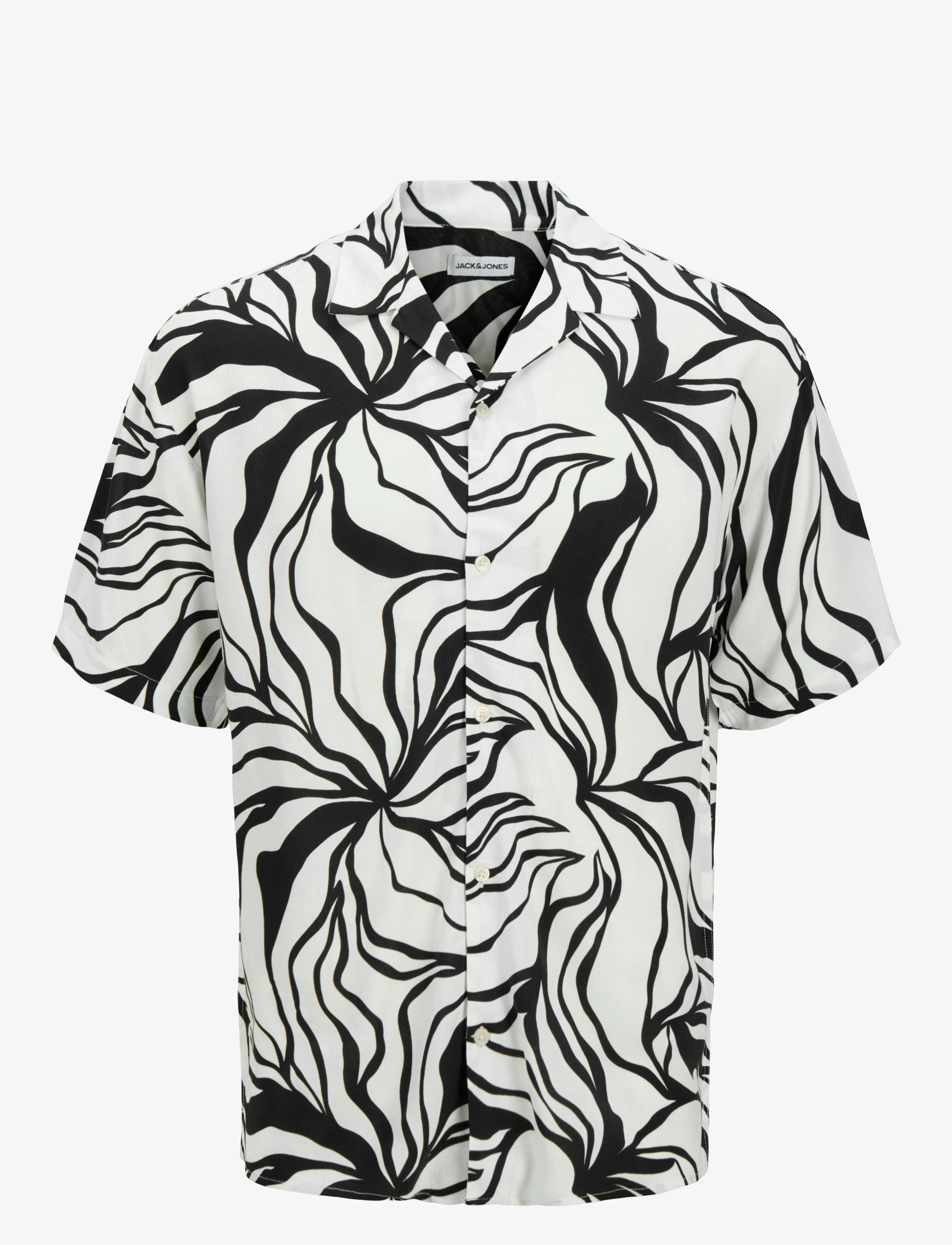 Jack & Jones JJJEFF MONOCHROME RESORT SHIRT SS - De laveste prisene - BLACK / black