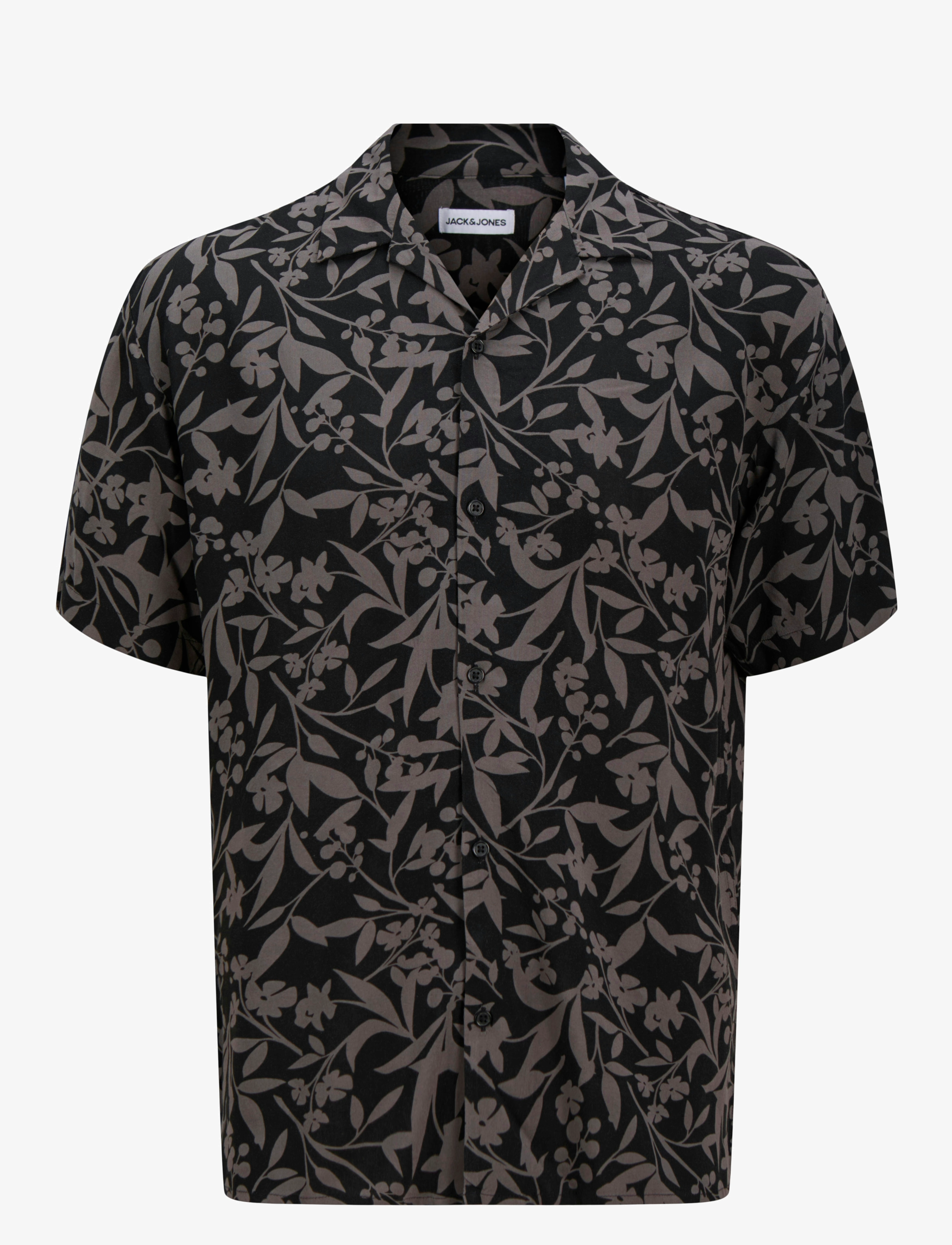 Jack & Jones JJJEFF MONOCHROME RESORT SHIRT SS - Kortærmede skjorter - CASTLEROCK / black