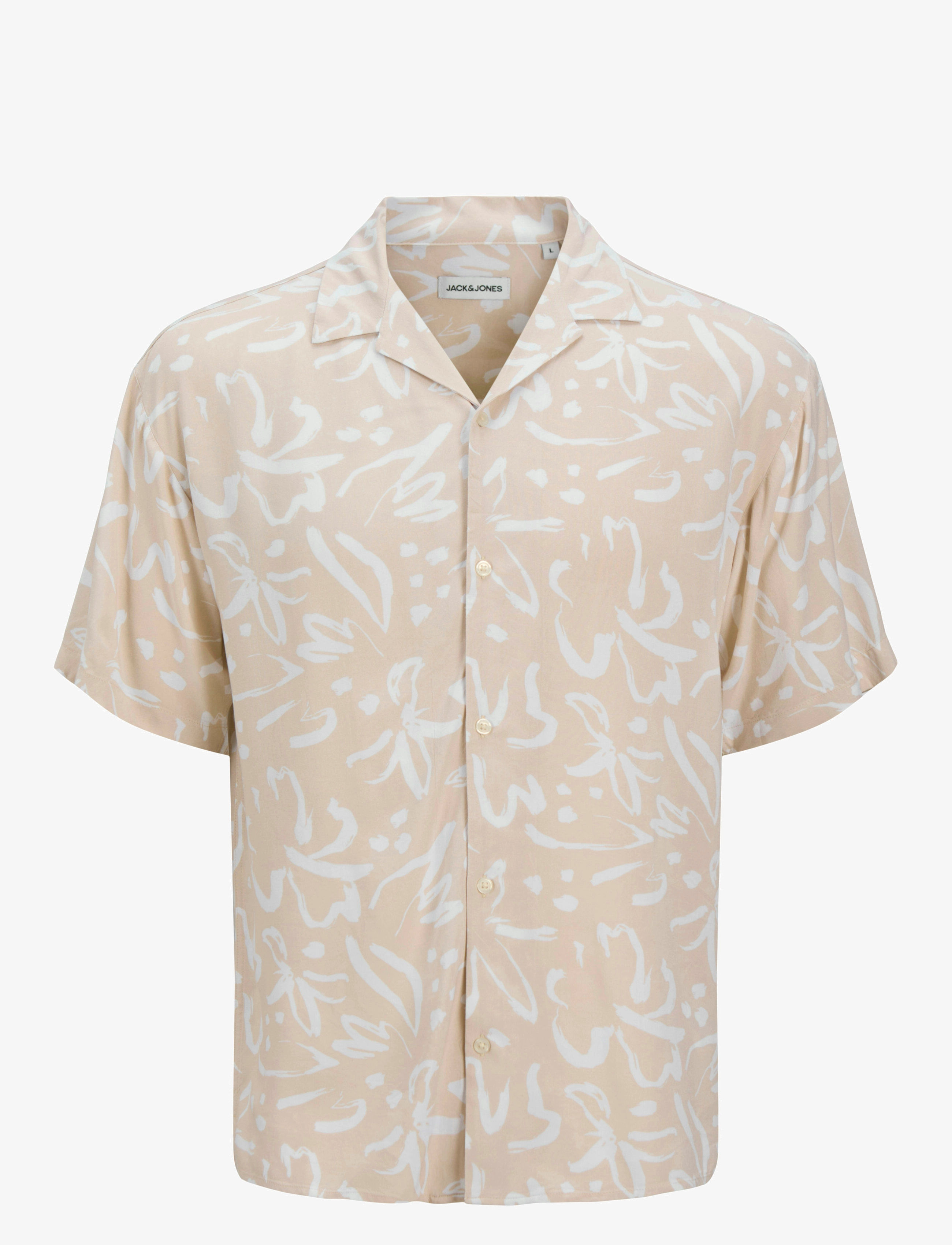 Jack & Jones JJJEFF MONOCHROME RESORT SHIRT SS - Jack & Jones - MOONBEAM / cream
