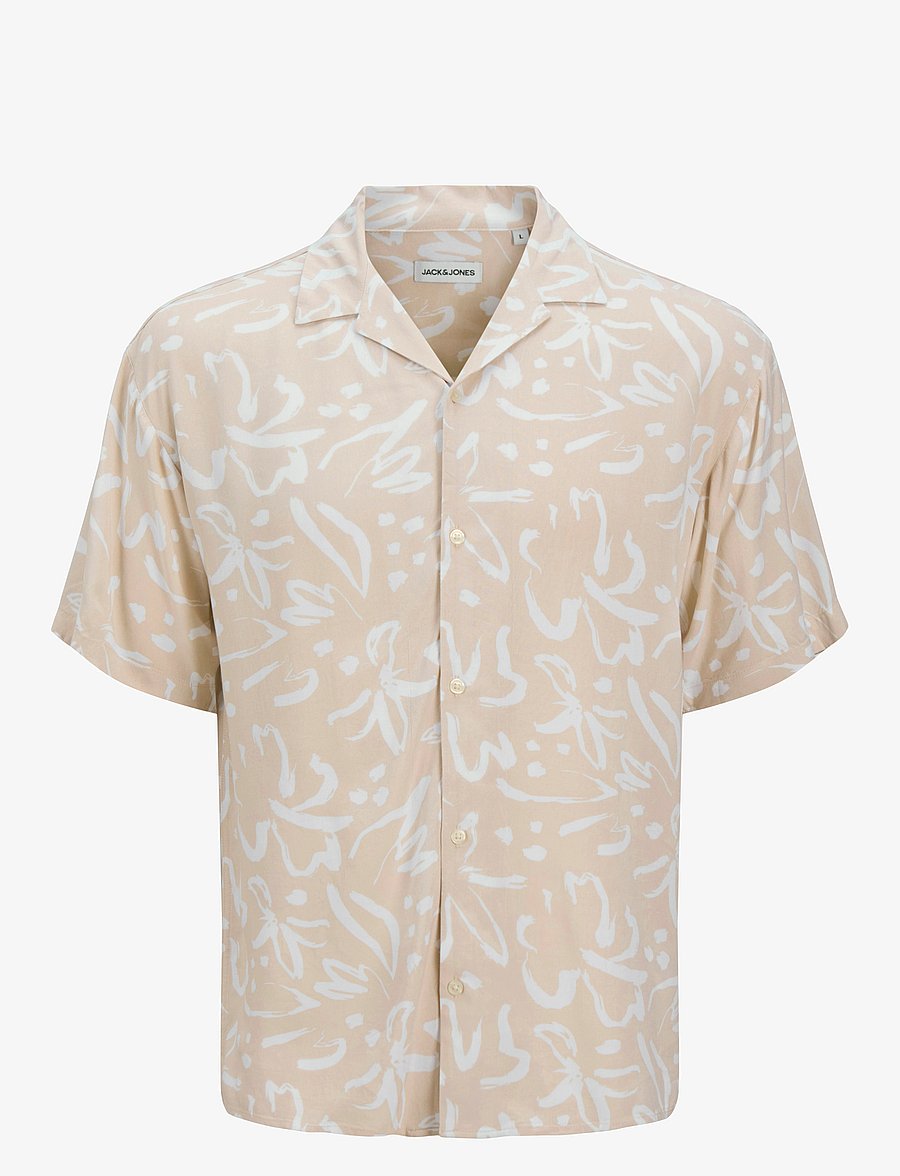 Jack & Jones - JJJEFF MONOCHROME RESORT SHIRT SS - kurzarmhemden - moonbeam - 1