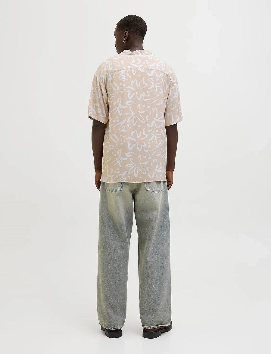 Jack & Jones - JJJEFF MONOCHROME RESORT SHIRT SS - kurzarmhemden - moonbeam - 4