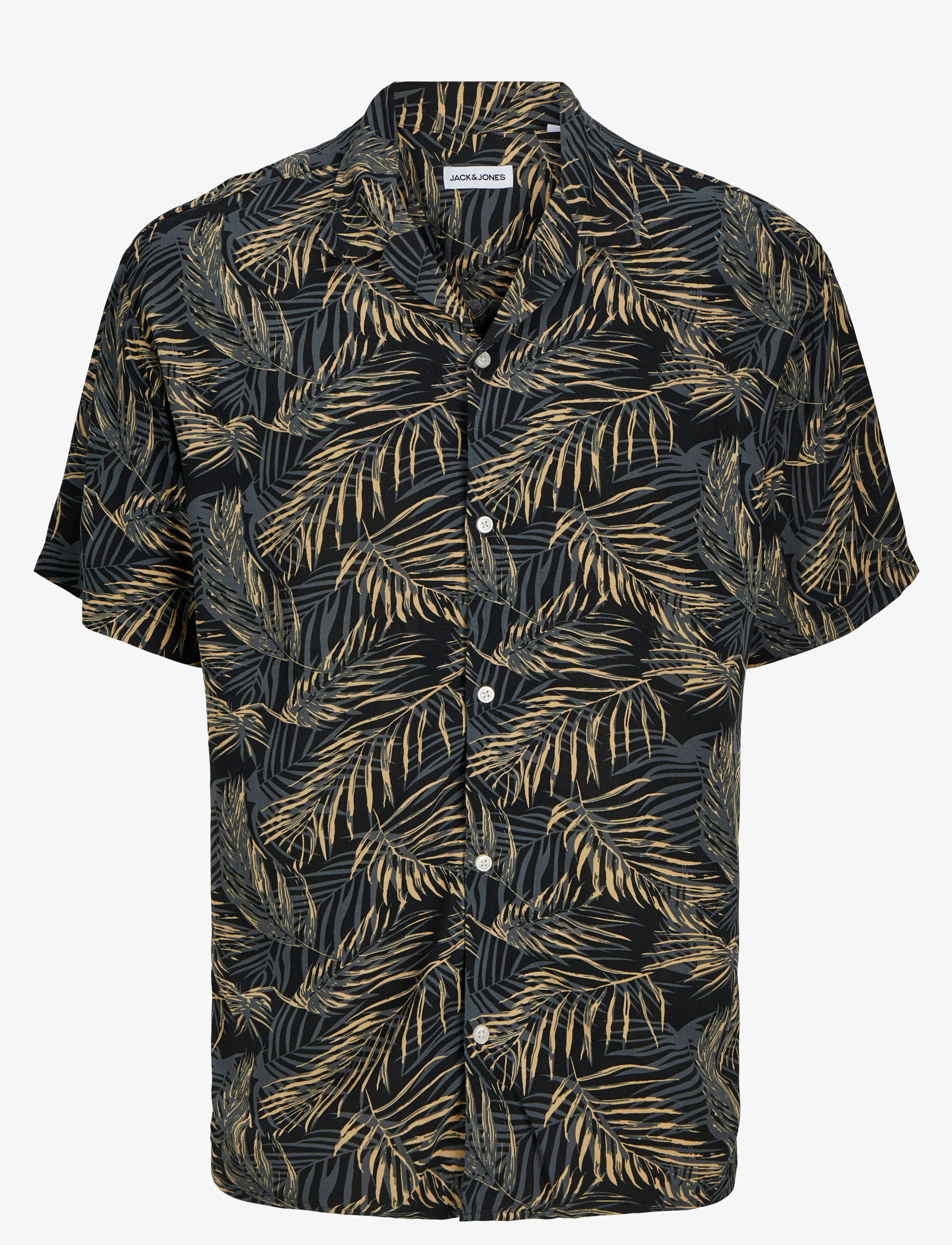 Jack & Jones JJEJEFF TROPICAL AOP RESORT SHIRT SS SN - Krekli - BLACK / black