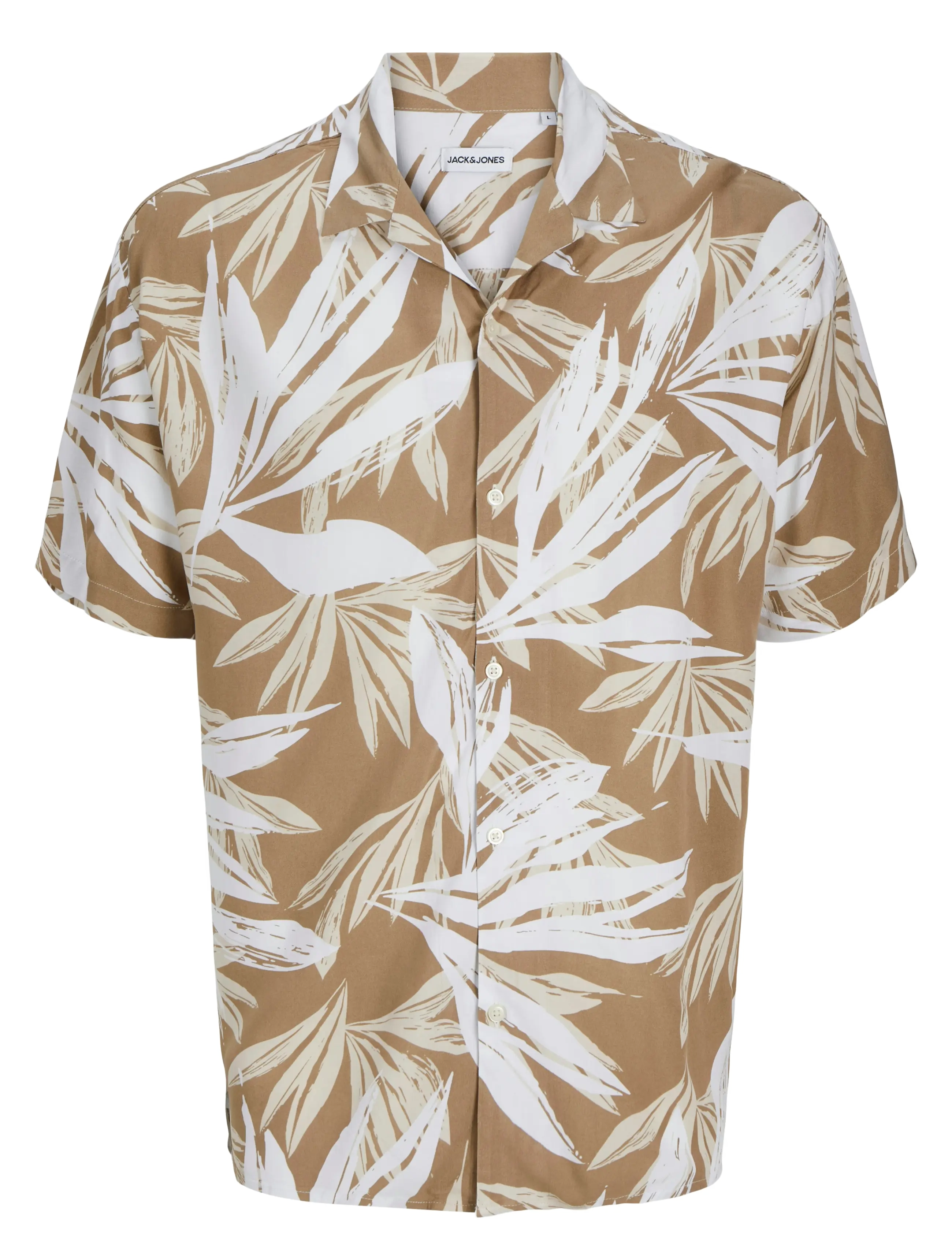 Jack & Jones JJEJEFF TROPICAL AOP RESORT SHIRT SS SN - Kortærmede skjorter - CORIANDER / beige