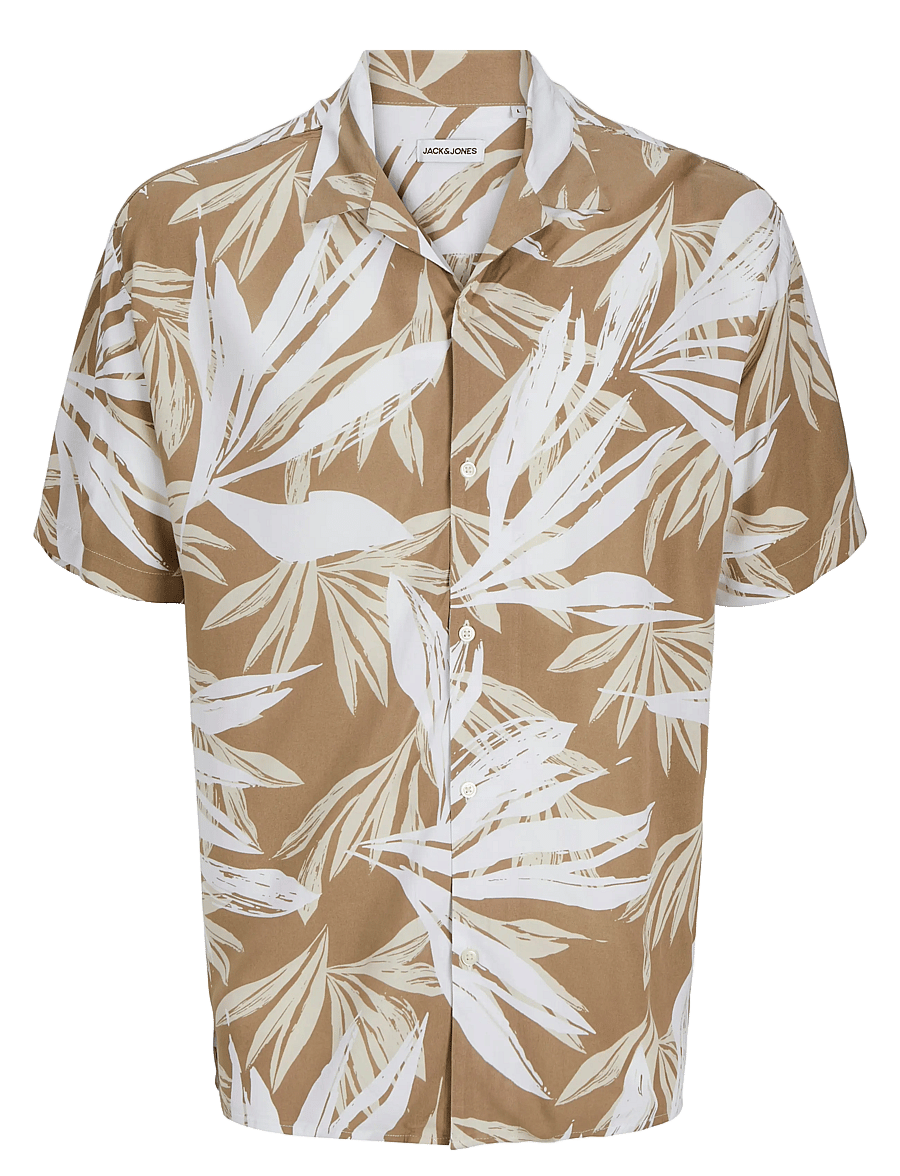Jack & Jones - JJEJEFF TROPICAL AOP RESORT SHIRT SS SN - kurzarmhemden - coriander - 1