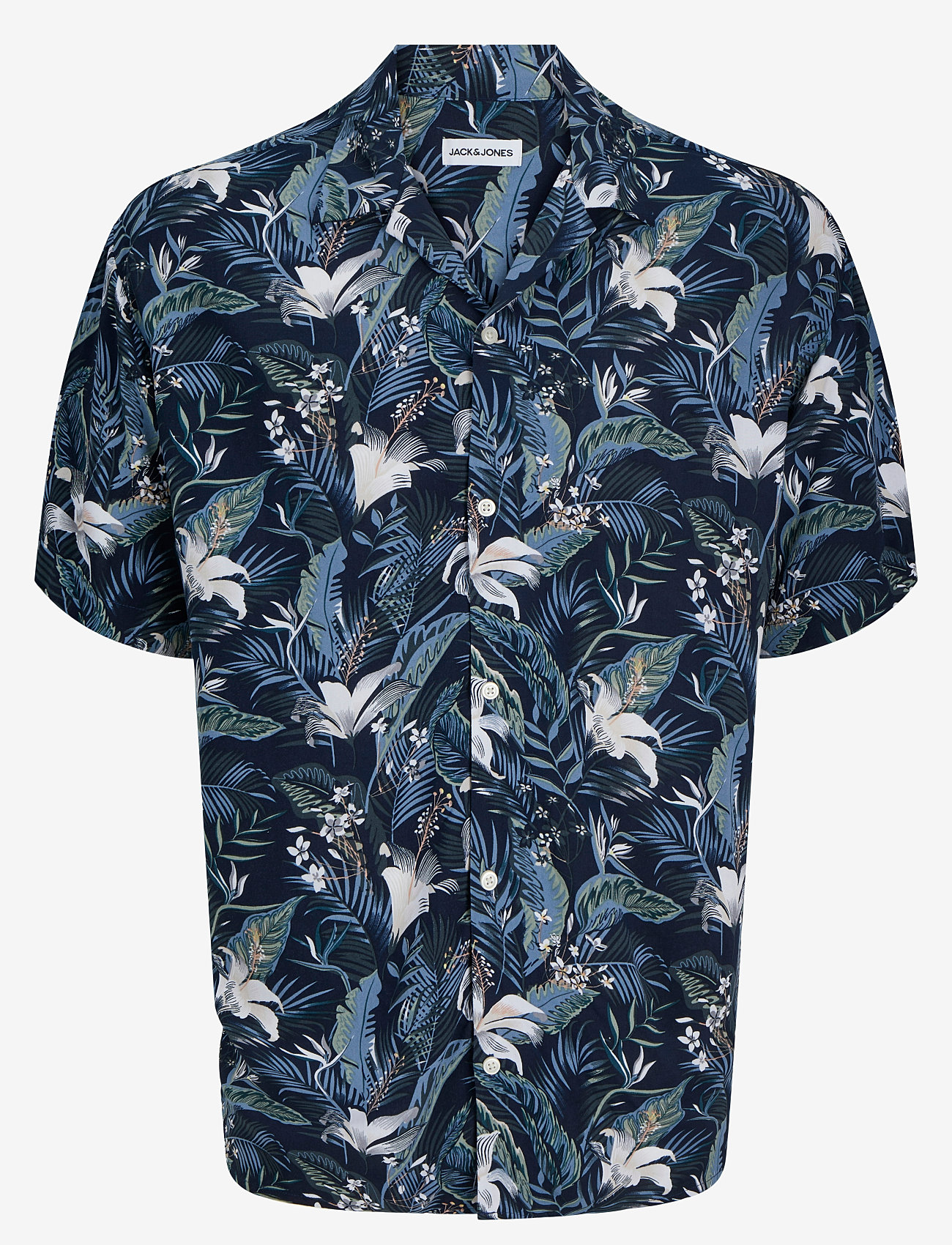 Jack & Jones - JJEJEFF TROPICAL AOP RESORT SHIRT SS SN - lühikeste varrukatega särgid - sky captain - 1