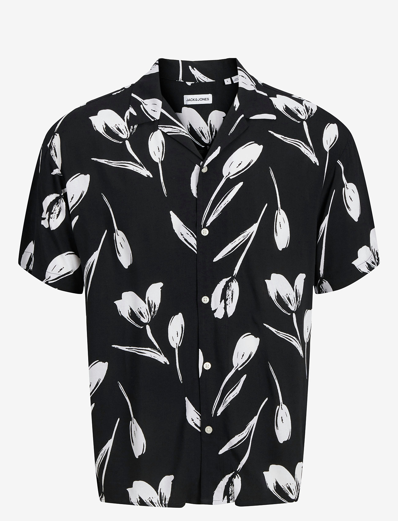 Jack & Jones - JJEJEFF CHARGE RESORT SHIRT SS SN - lühikeste varrukatega särgid - black - 1