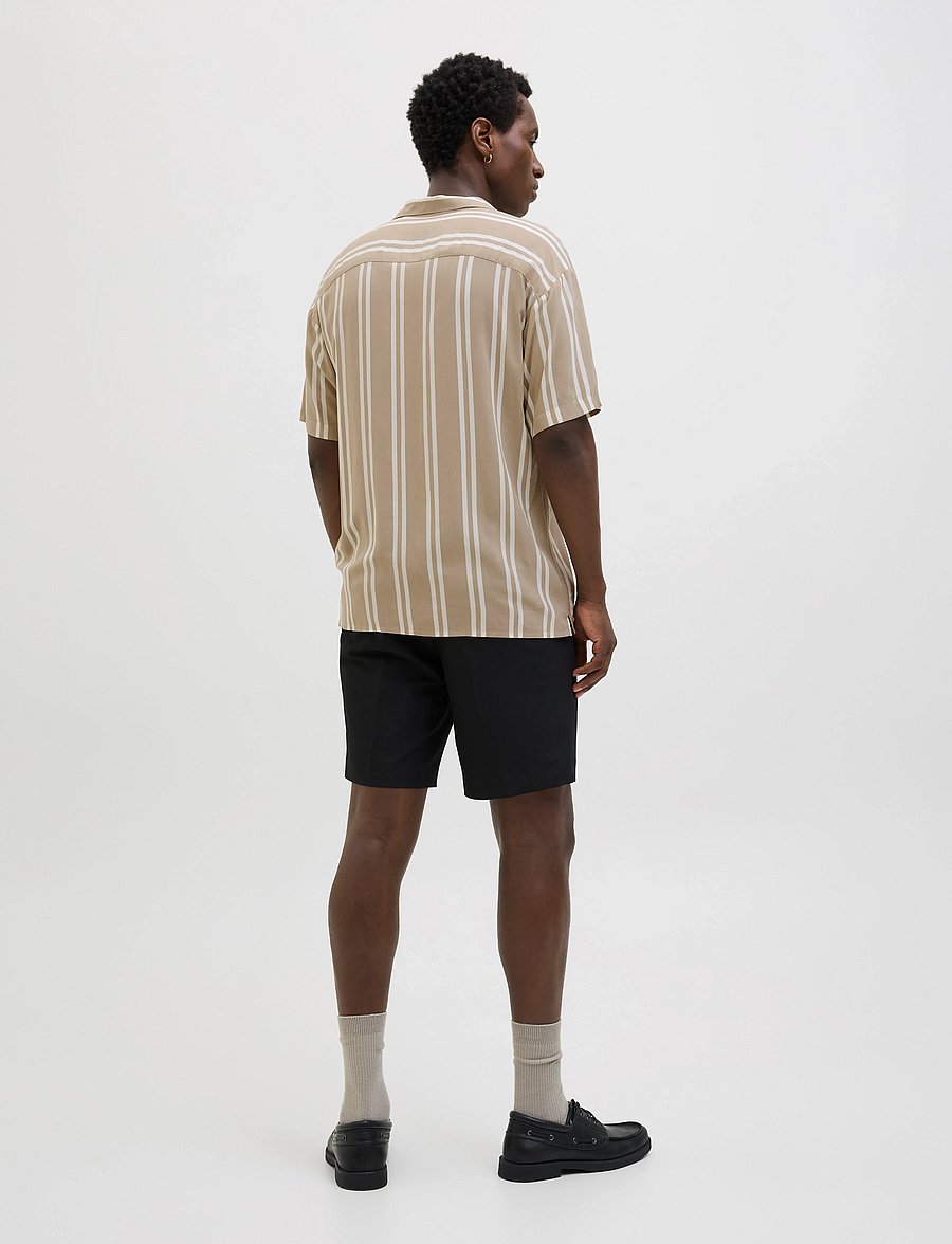 Jack & Jones - JJEJEFF STRIPE RESORT SHIRT SS SN - kurzarmhemden - crockery - 2