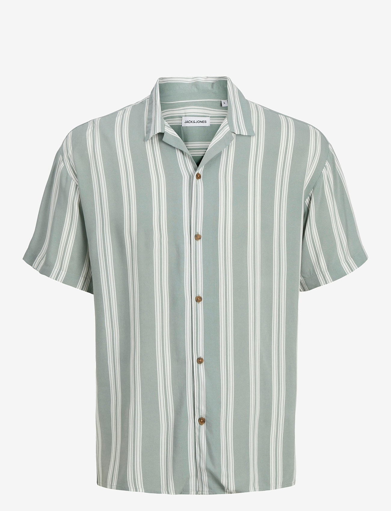 Jack & Jones - JJEJEFF STRIPE RESORT SHIRT SS SN - lühikeste varrukatega särgid - iceberg green - 1