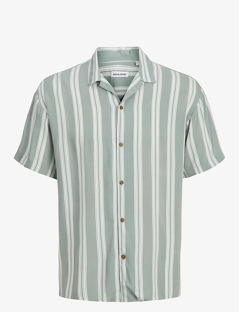 Jack & Jones - JJEJEFF STRIPE RESORT SHIRT SS SN - chemises à manches courtes - iceberg green - 1