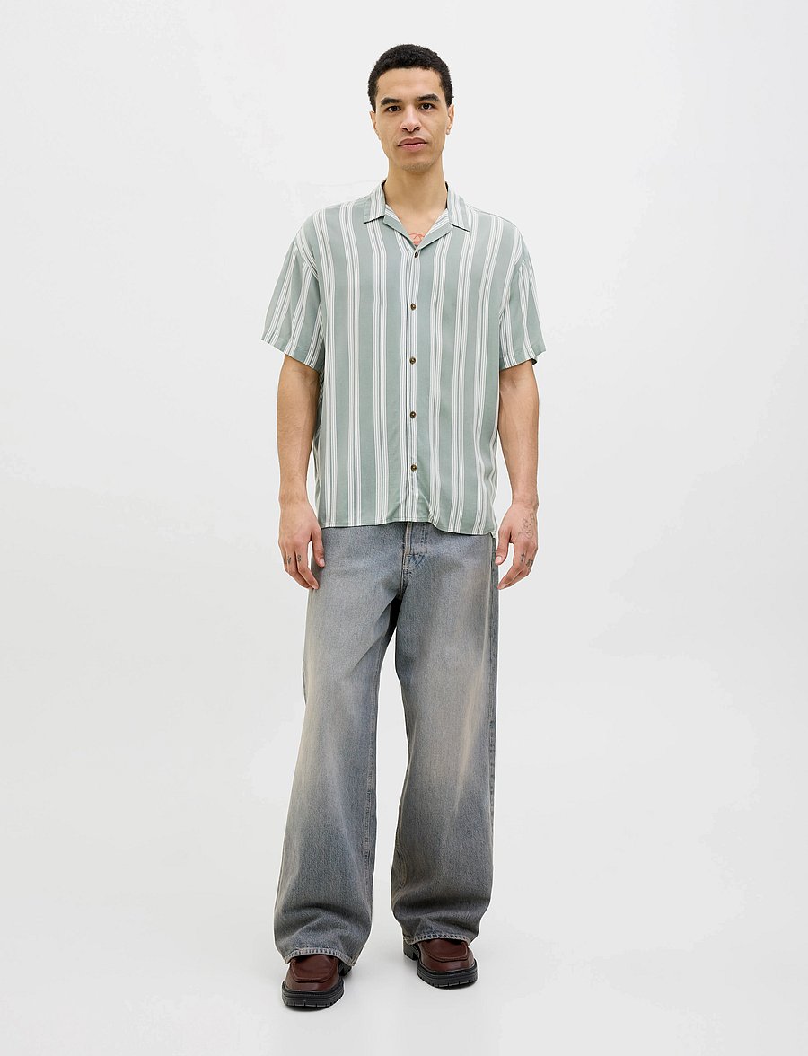 Jack & Jones - JJEJEFF STRIPE RESORT SHIRT SS SN - kurzarmhemden - iceberg green - 3