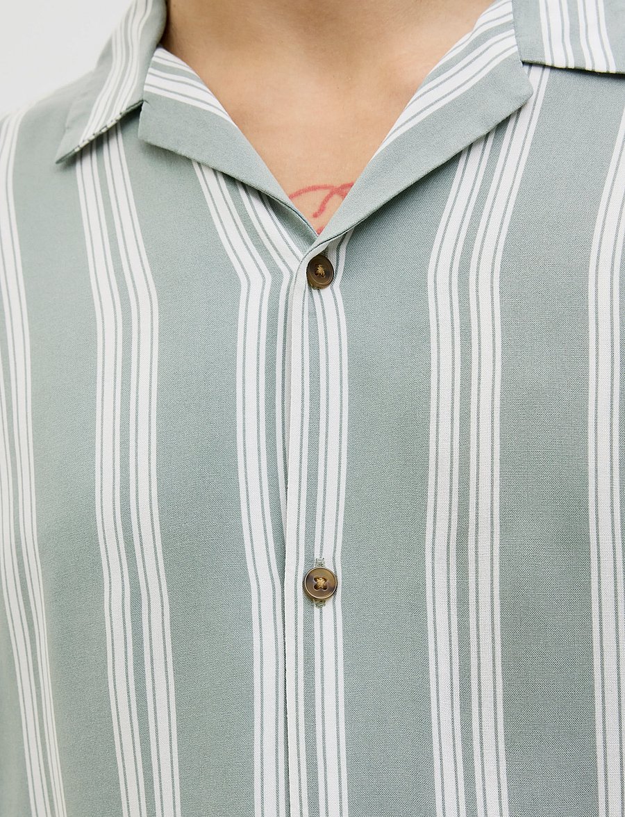 Jack & Jones - JJEJEFF STRIPE RESORT SHIRT SS SN - kurzarmhemden - iceberg green - 4