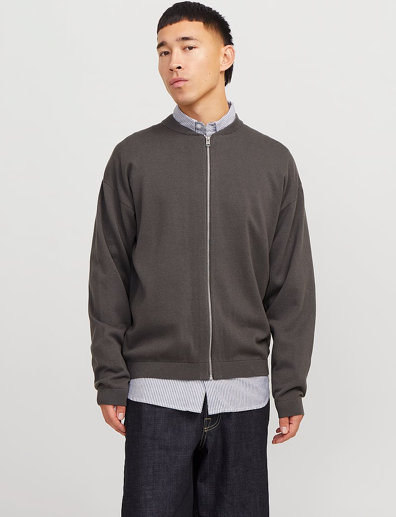 Jack & Jones - JJCALVIN KNIT BOMBER CARDIGAN - pullover mit durchgehendem reißverschluss - castlerock - 0