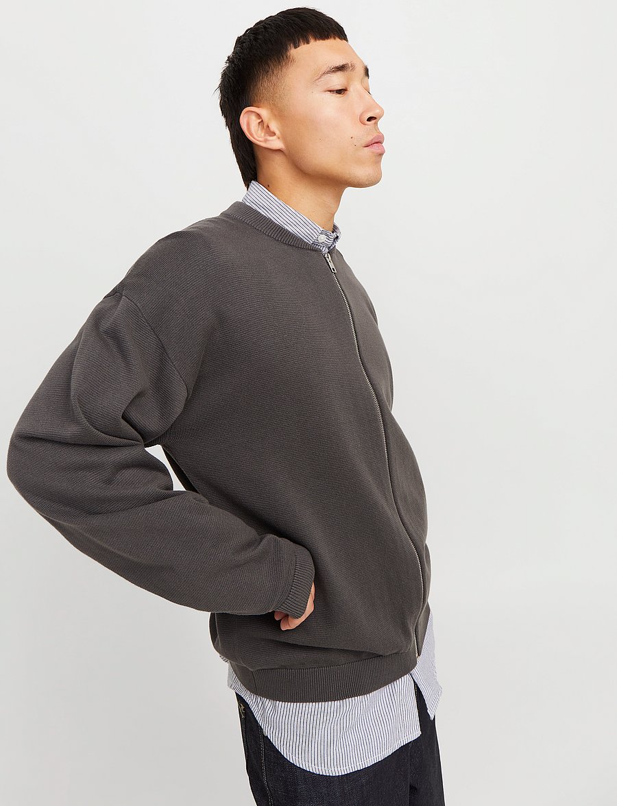 Jack & Jones - JJCALVIN KNIT BOMBER CARDIGAN - lukuga džemprid - castlerock - 5