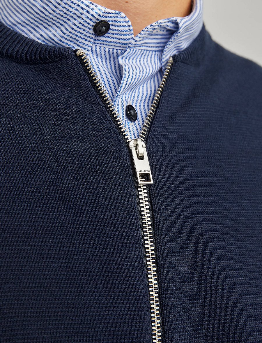 Jack & Jones - JJCALVIN KNIT BOMBER CARDIGAN - pullover mit durchgehendem reißverschluss - sky captain - 4