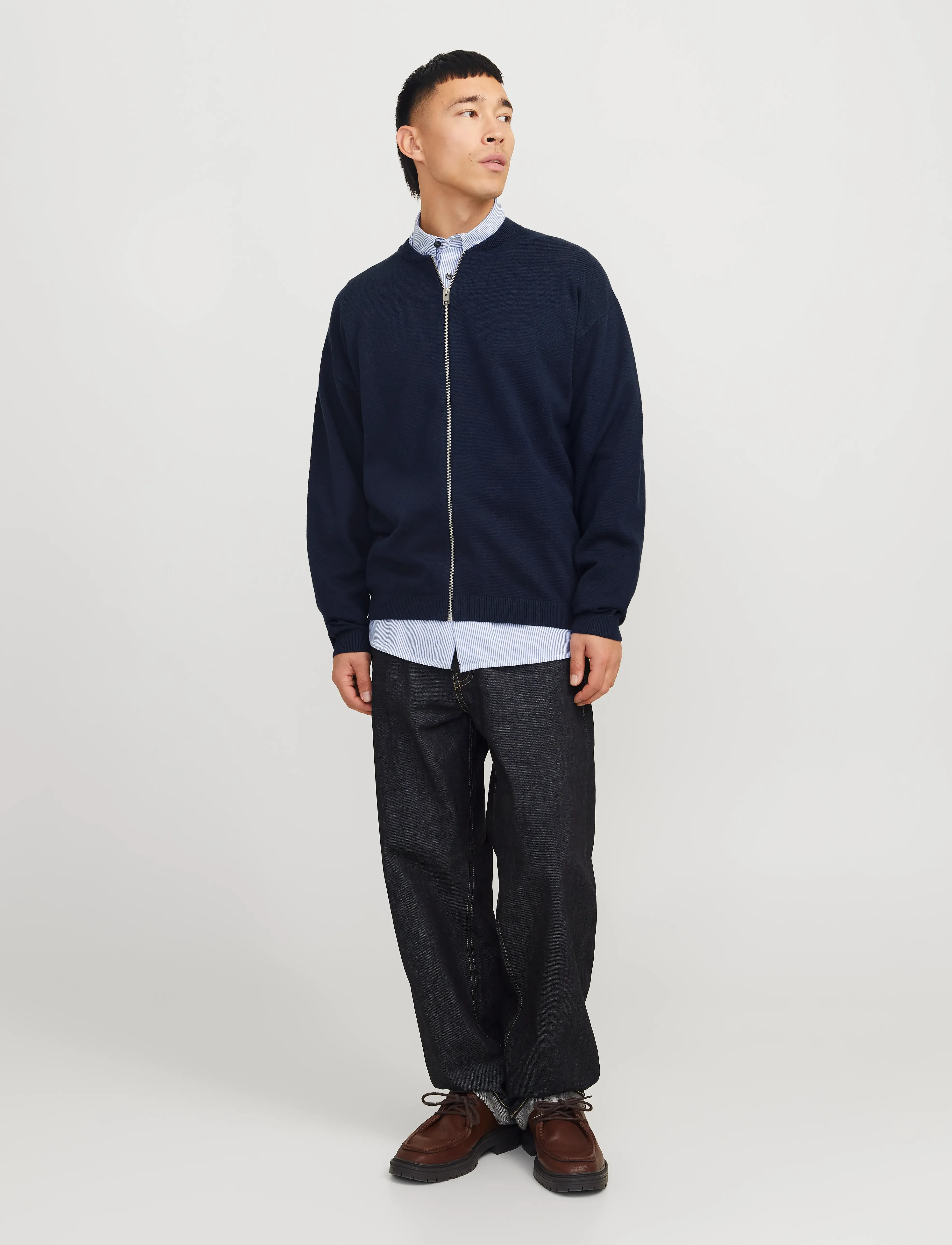 Jack & Jones - JJCALVIN KNIT BOMBER CARDIGAN - pullover mit durchgehendem reißverschluss - sky captain - 5
