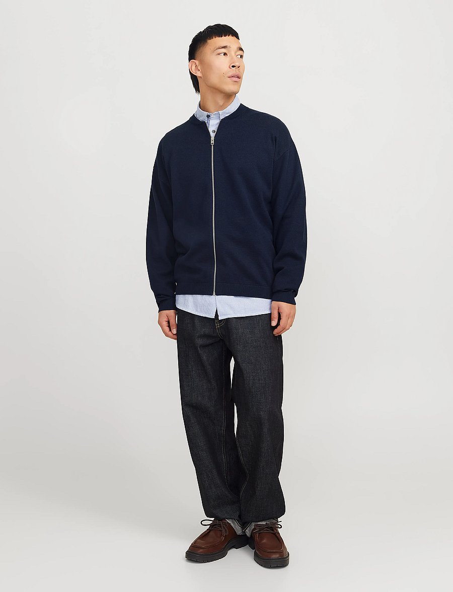 Jack & Jones - JJCALVIN KNIT BOMBER CARDIGAN - pullover mit durchgehendem reißverschluss - sky captain - 5