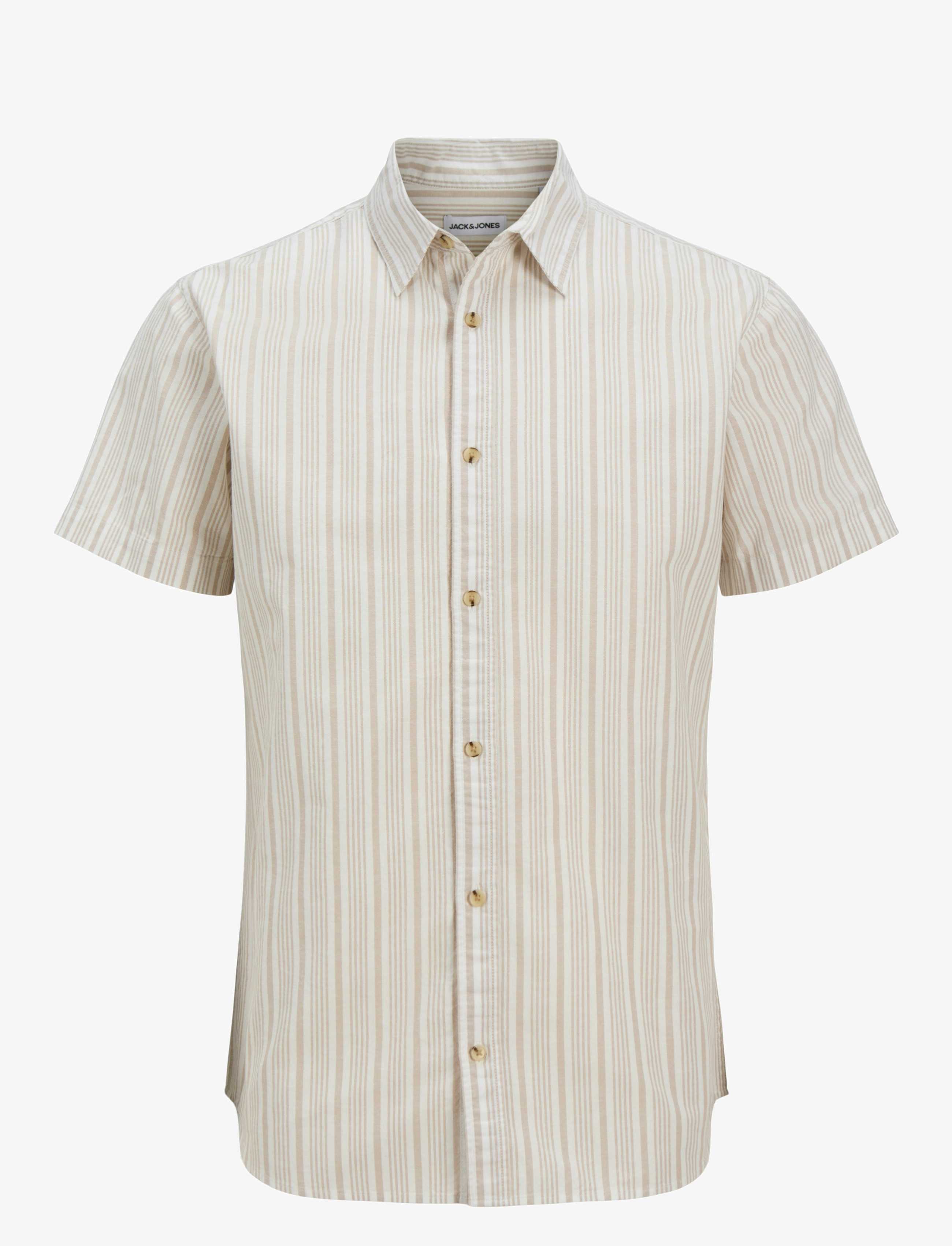 Jack & Jones - JJJOSHUA OXFORD STRIPE SHIRT S/S - chemises à manches courtes - crockery - 1