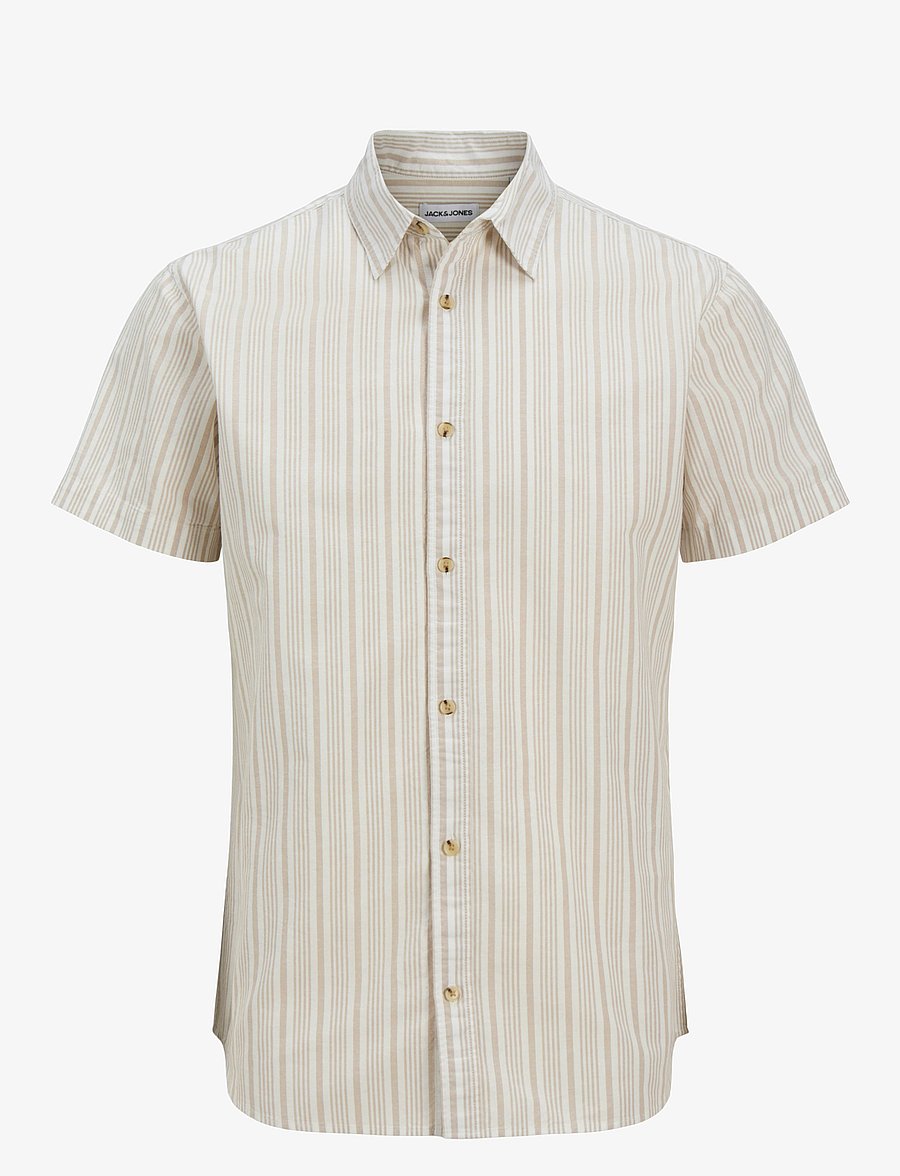 Jack & Jones - JJJOSHUA OXFORD STRIPE SHIRT S/S - marškiniai trumpomis rankovėmis - crockery - 1
