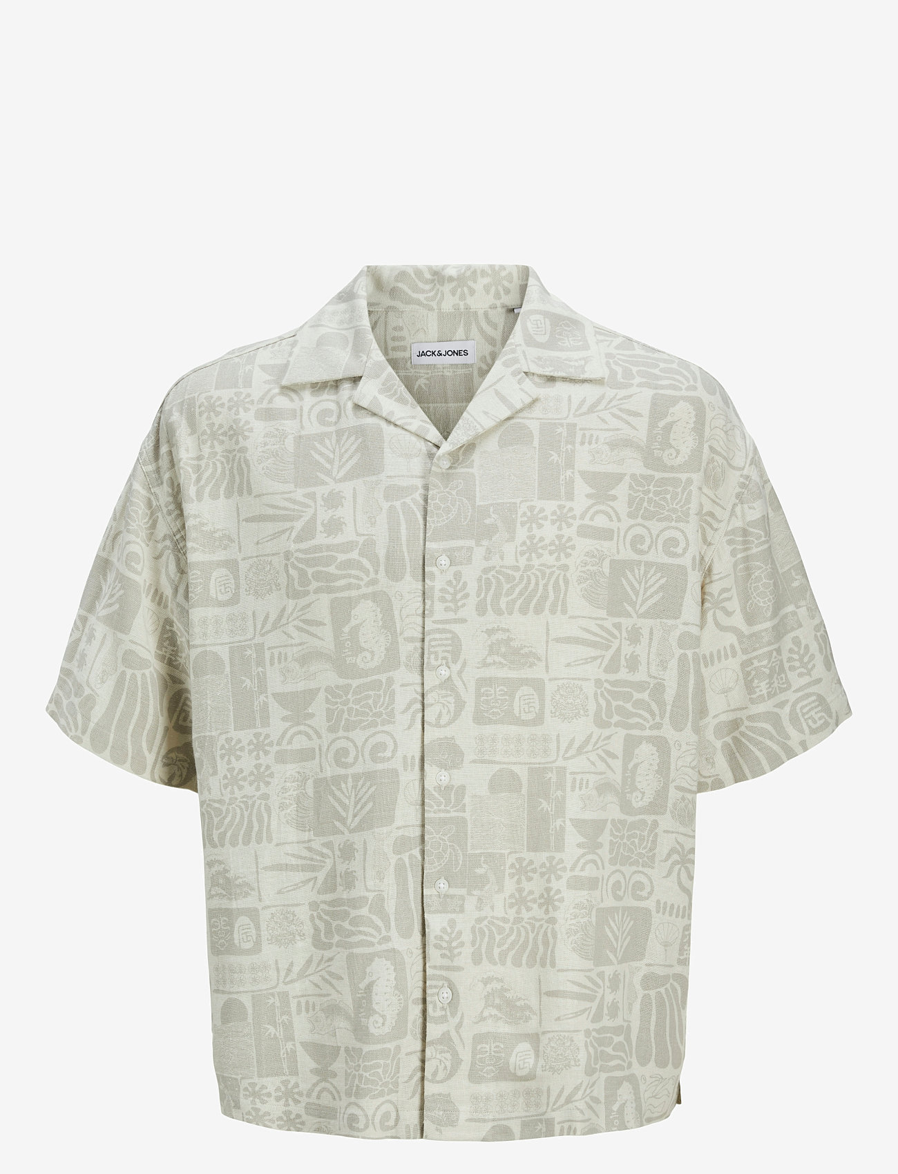 Jack & Jones - JJWAYNE AOP RESORT SHIRT SS - linneskjortor - moonbeam - 1