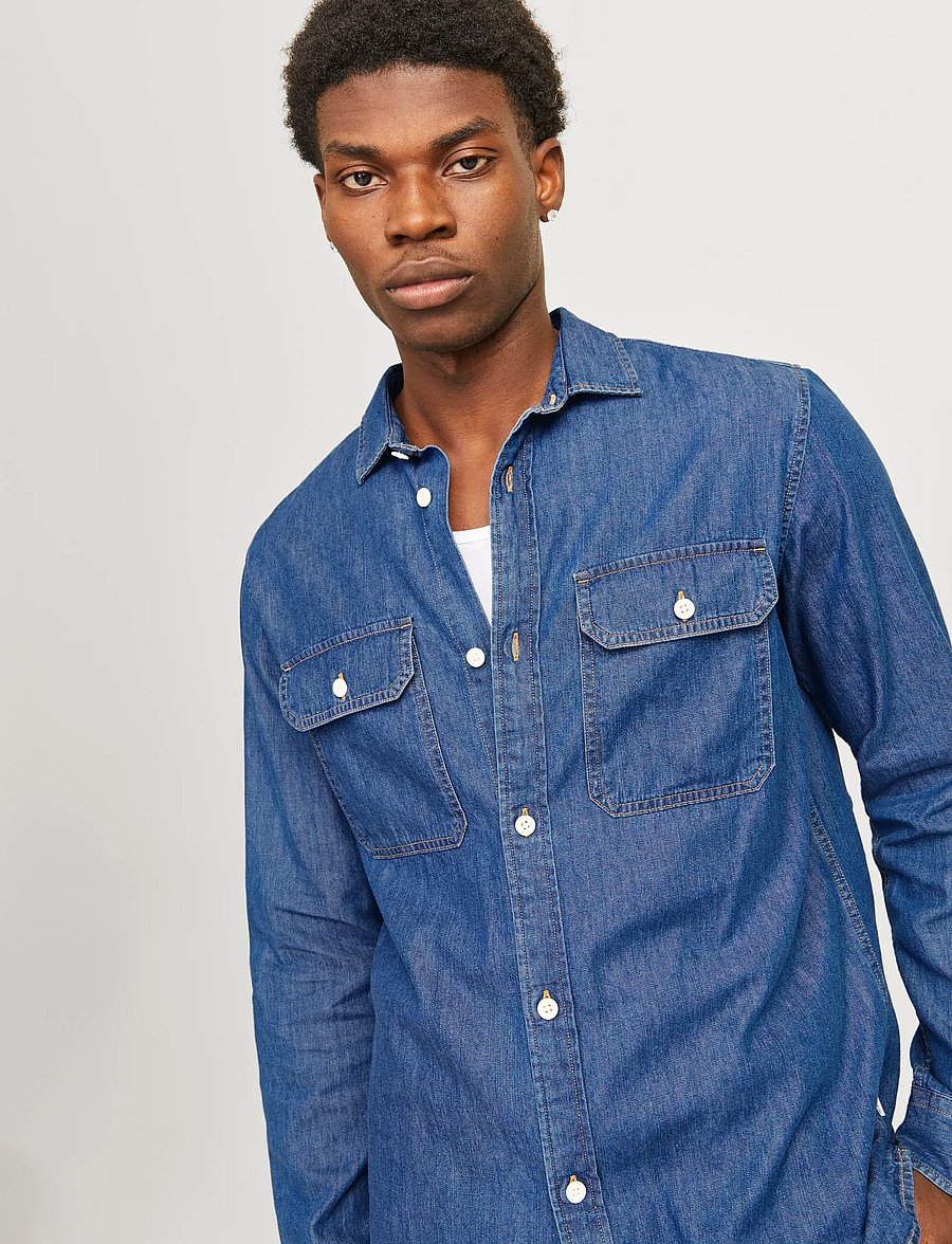 Jack & Jones - JJETRAVIS SHIRT LS NOOS - jeanshemden - medium blue denim - 4