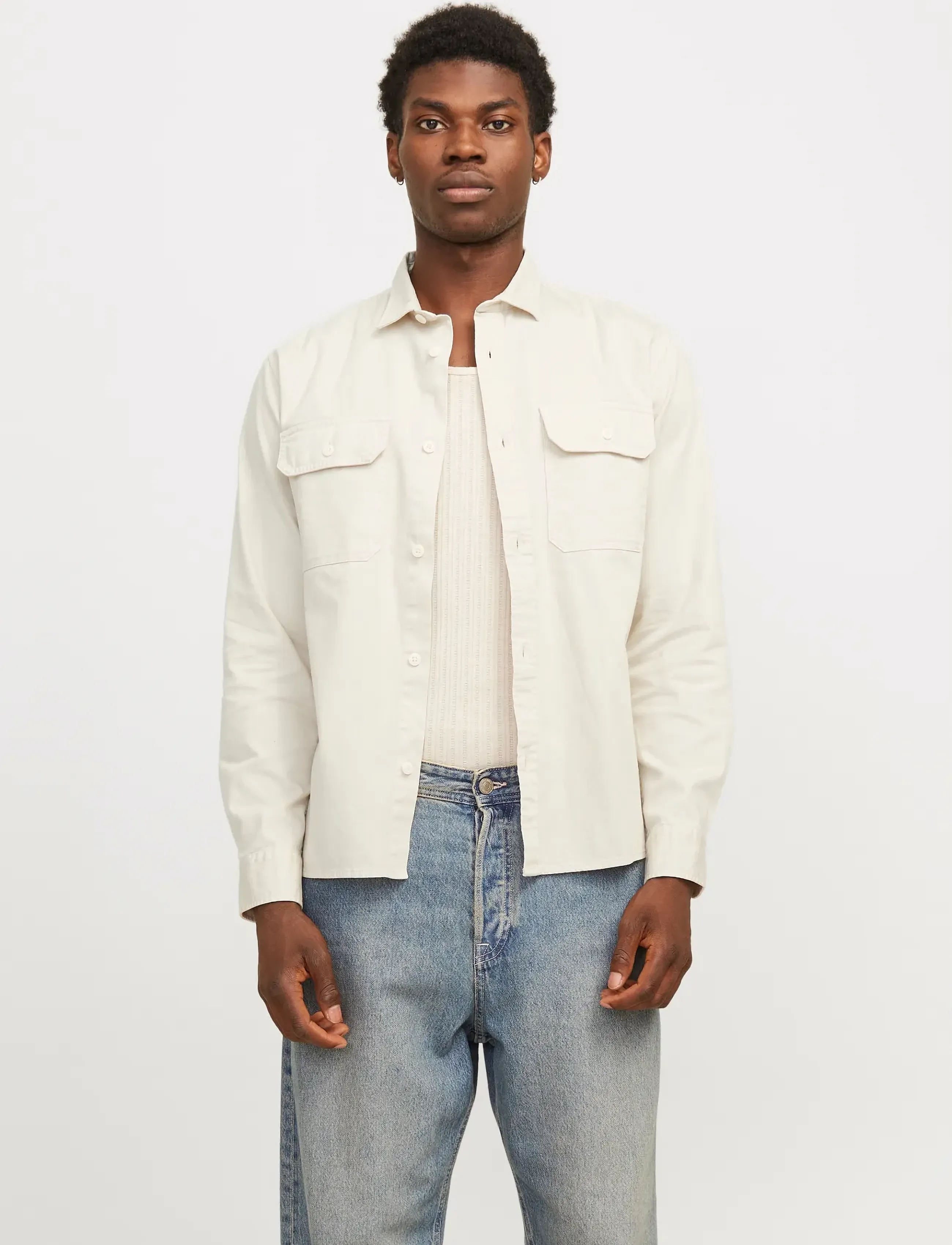 Jack & Jones JJETRAVIS SHIRT LS NOOS - Looks for less - MOONBEAM / cream