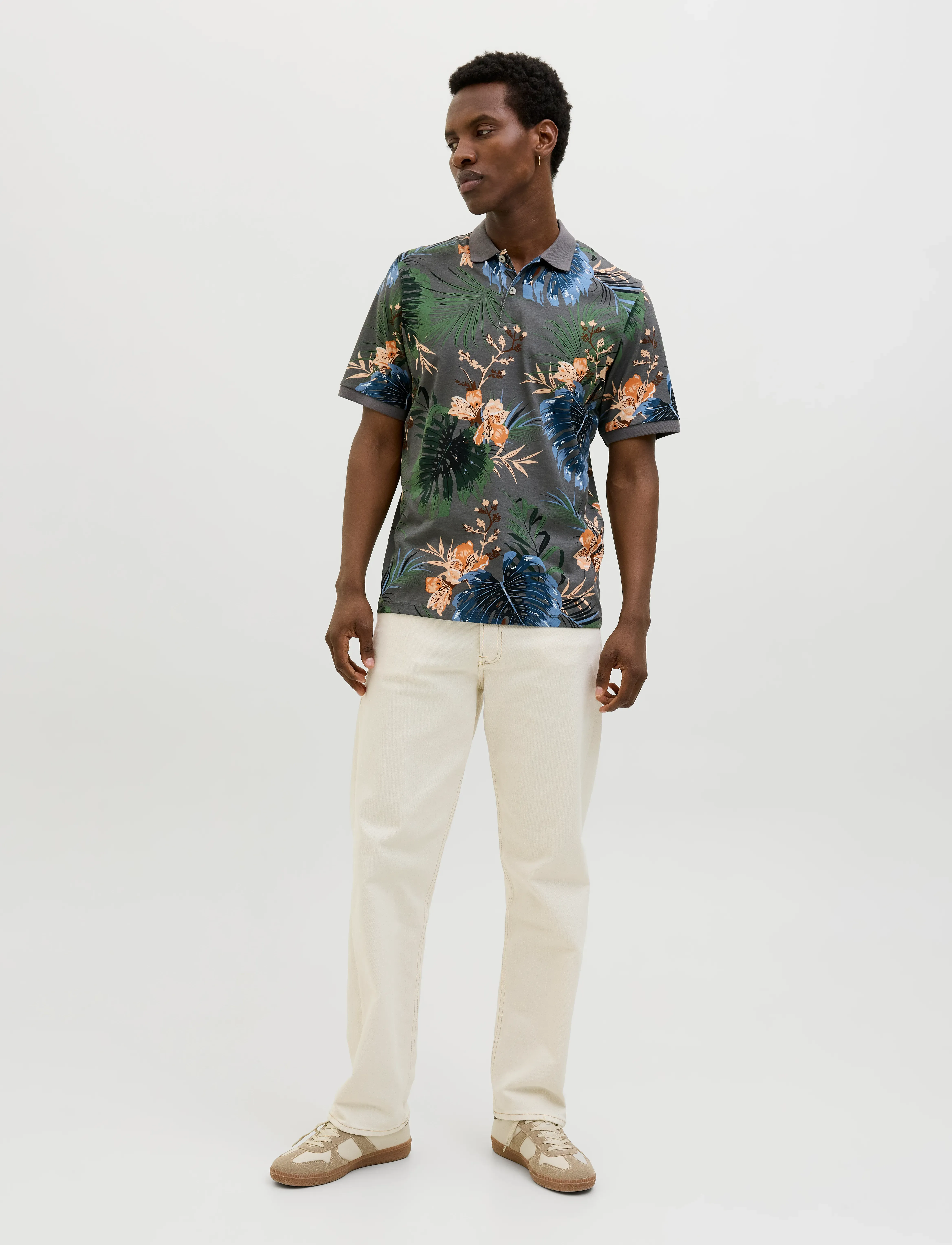 Jack & Jones - JJHAWAII AOP POLO SS - short-sleeved polos - castlerock - 4