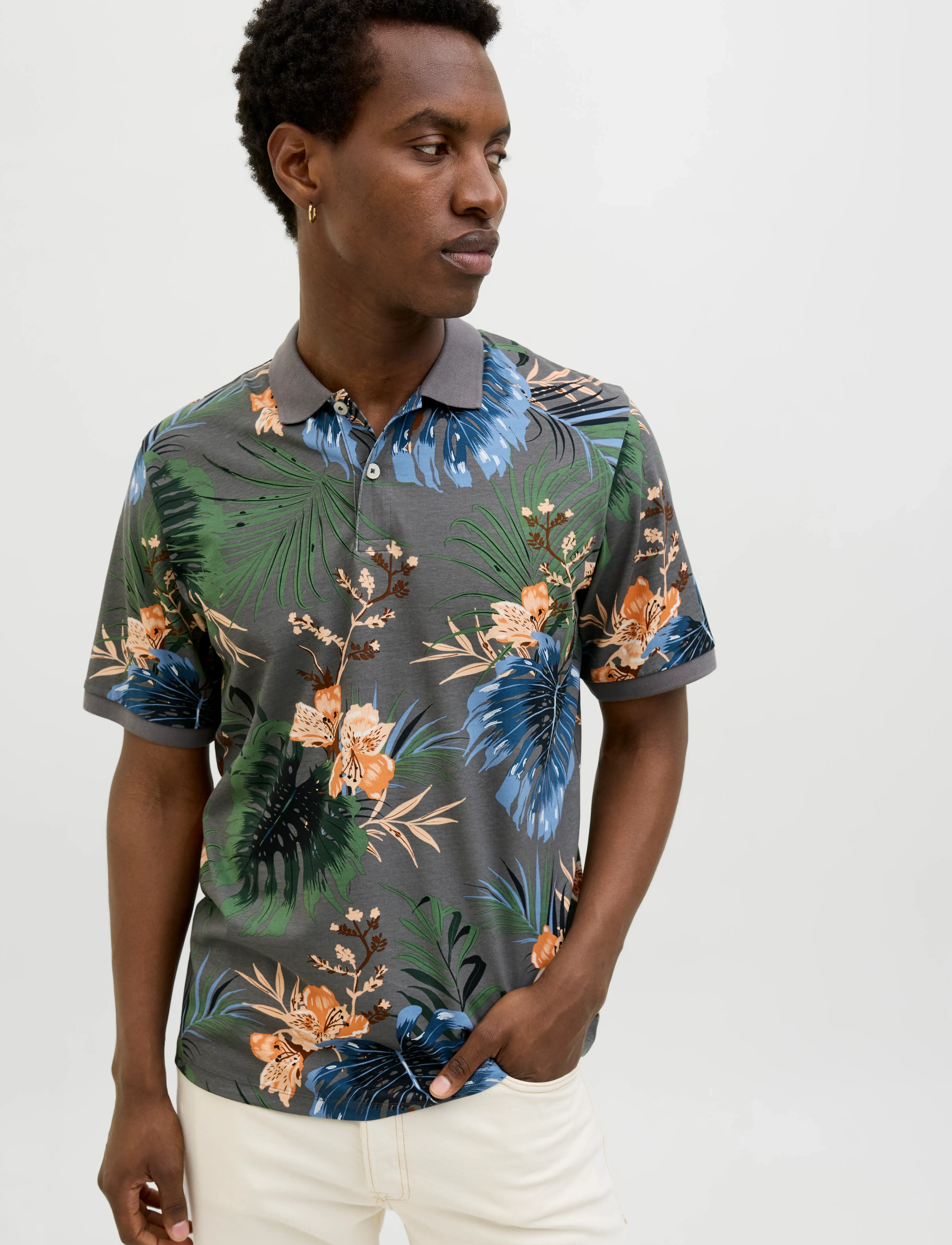 Jack & Jones - JJHAWAII AOP POLO SS - short-sleeved polos - castlerock - 5