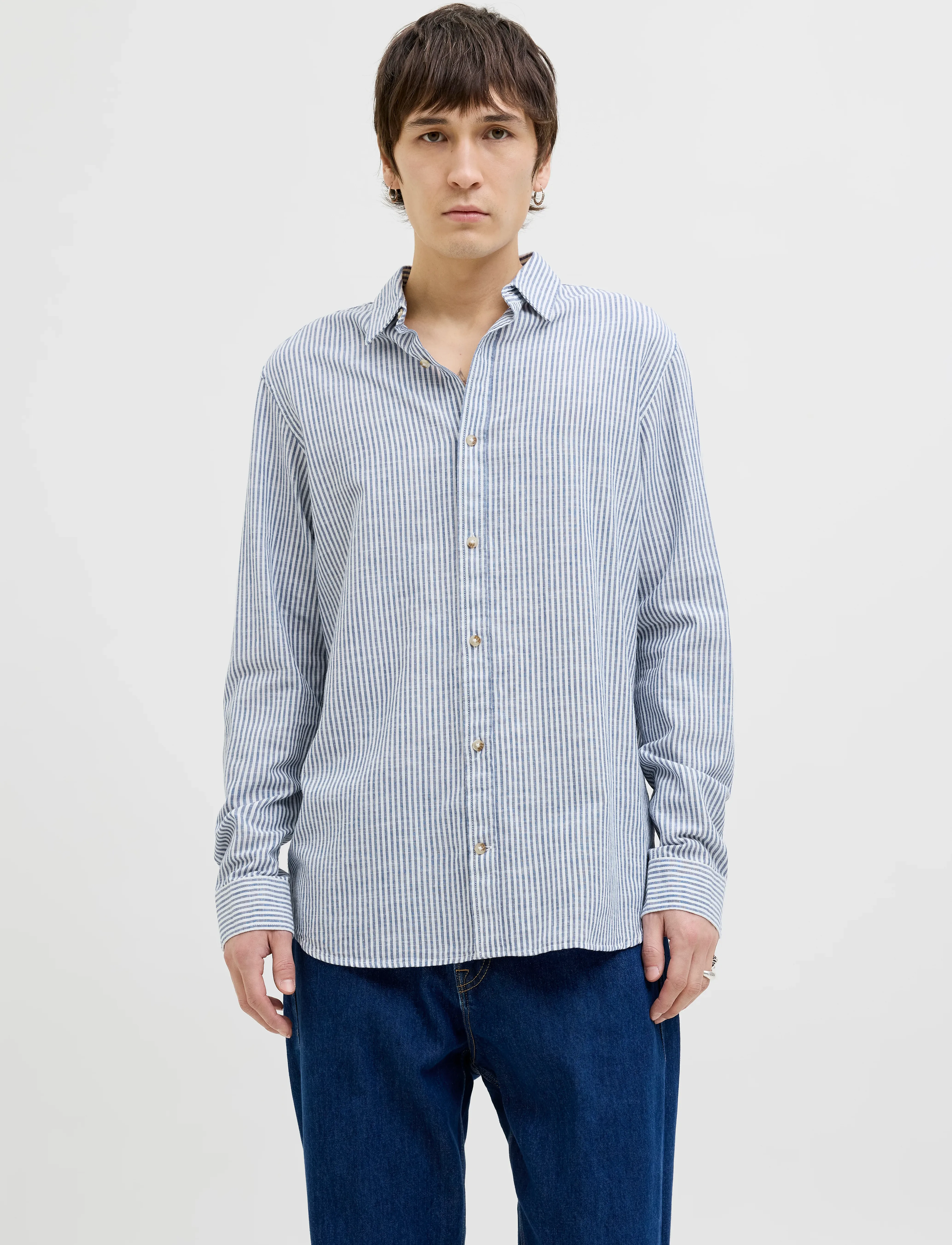 Jack & Jones Jjesummer Shirt Ls Sn, XL, Blue, Skjorter > Business, Herre
