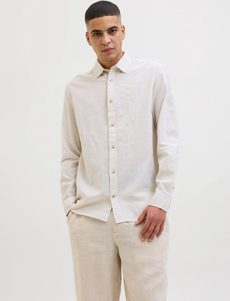 Jack & Jones - JJESUMMER SHIRT LS SN - linased särgid - oxford tan - 0