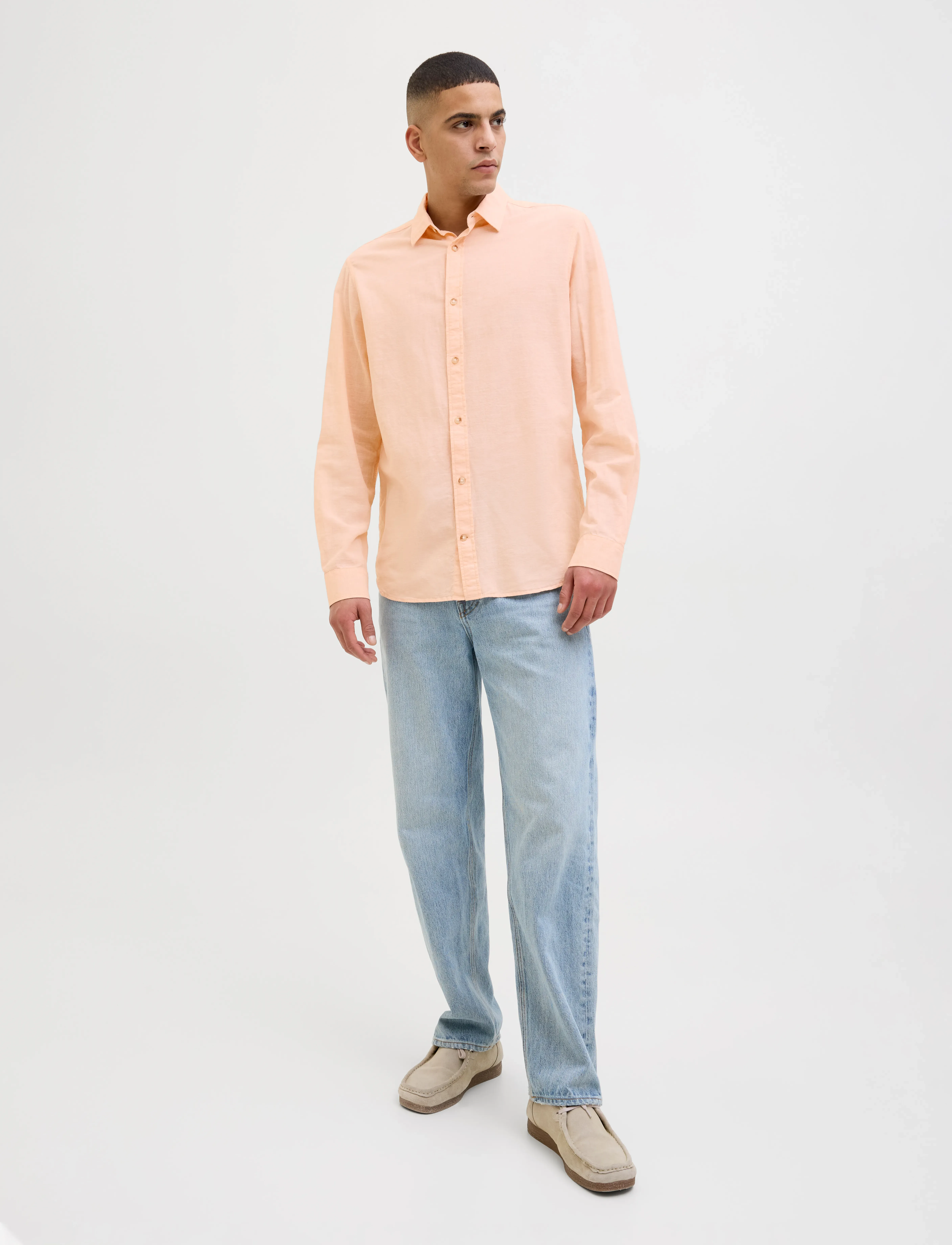 Jack & Jones - JJESUMMER SHIRT LS SN - linased särgid - peach parfait - 3