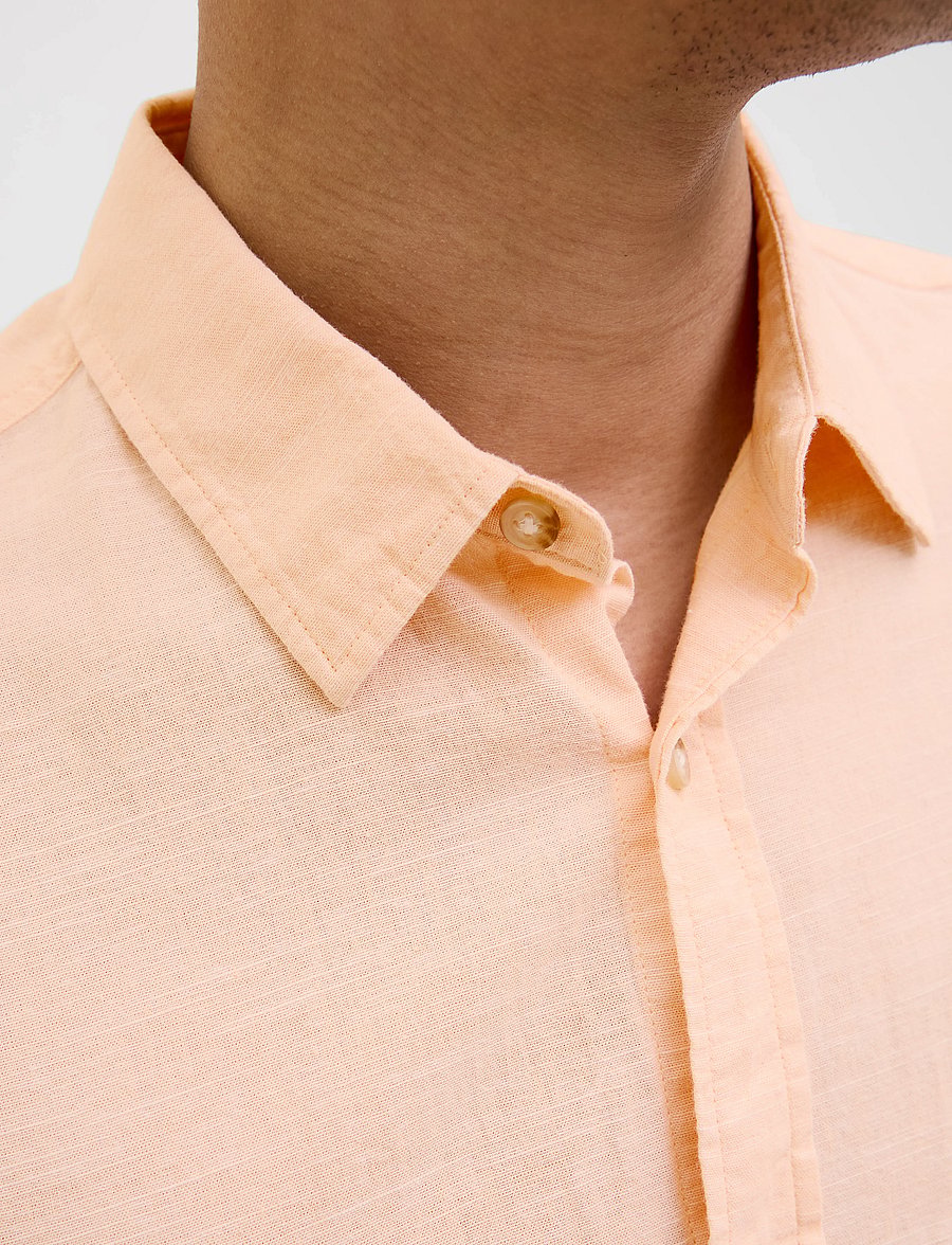 Jack & Jones - JJESUMMER SHIRT LS SN - linased särgid - peach parfait - 4