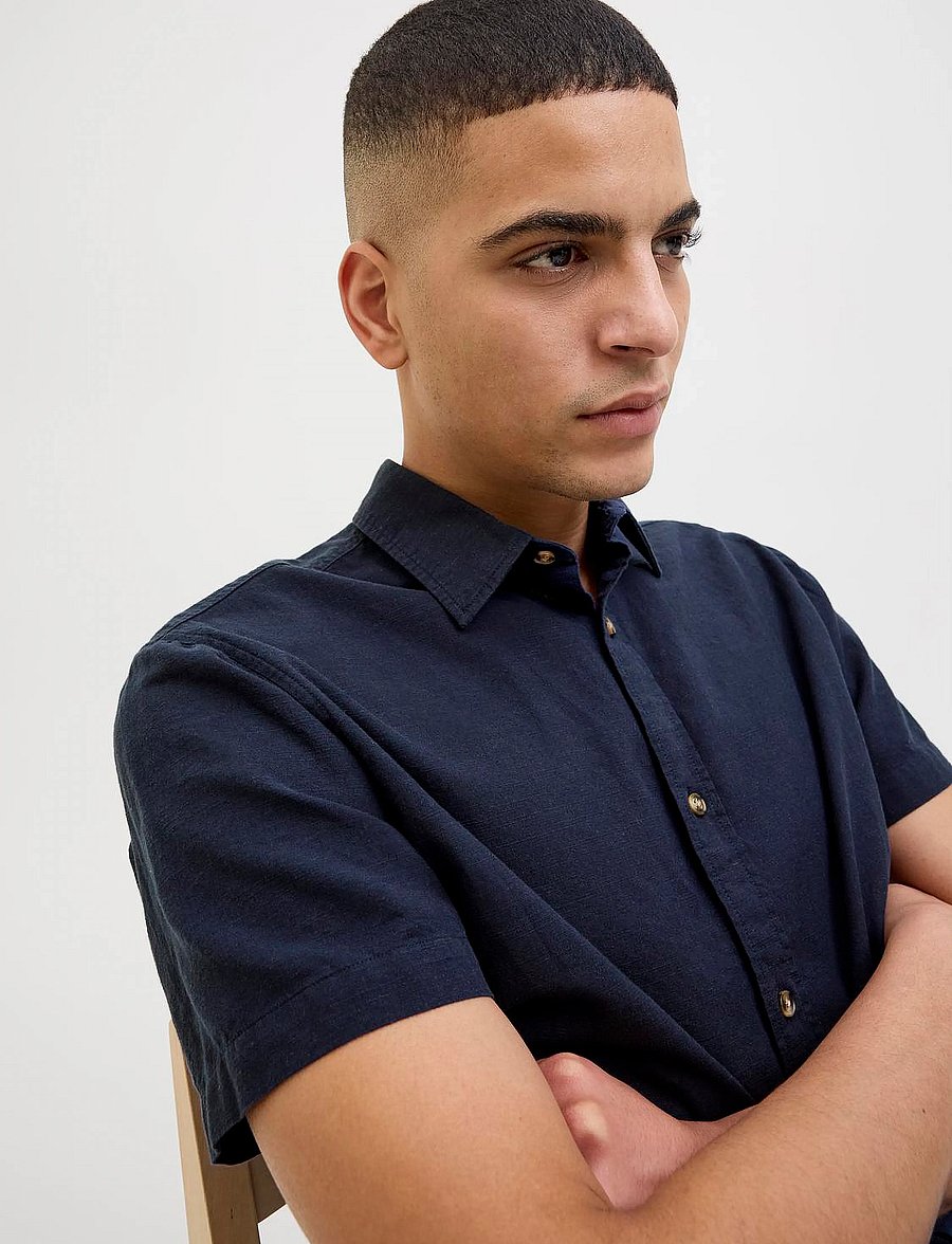 Jack & Jones - JJESUMMER SHIRT SS SN - leinenhemden - navy blazer - 2