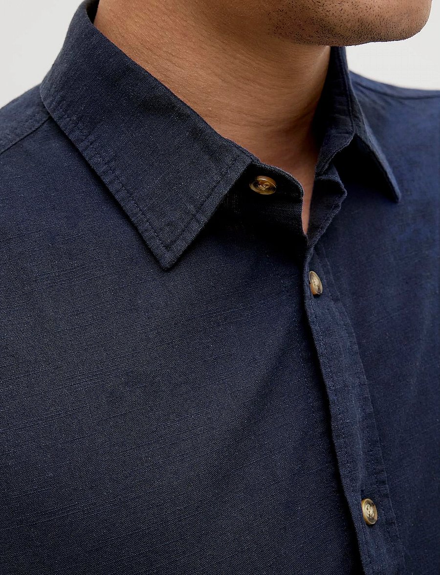 Jack & Jones - JJESUMMER SHIRT SS SN - leinenhemden - navy blazer - 3