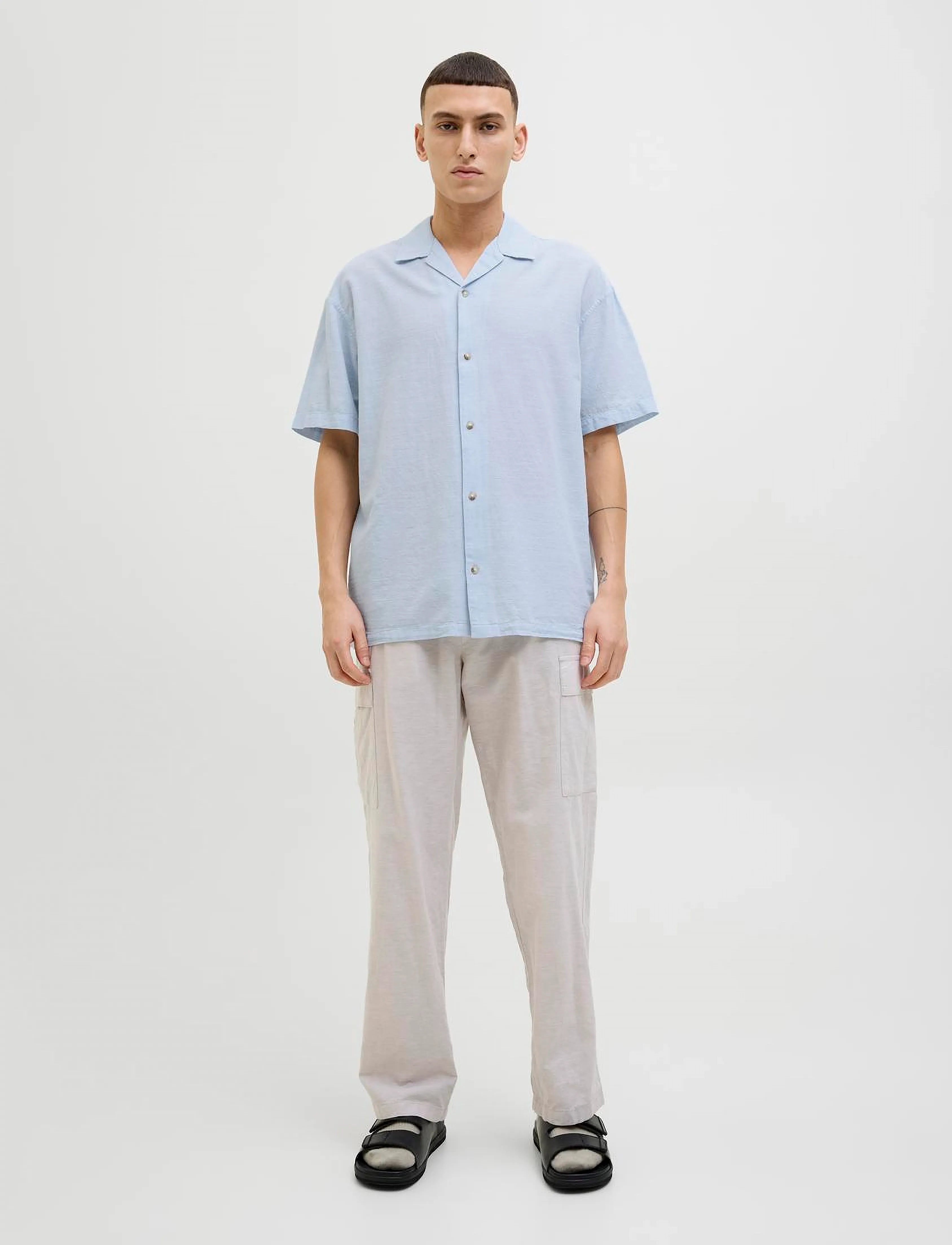 Jack & Jones - JJESUMMER RESORT SHIRT SS SN - leinenhemden - chambray blue - 5