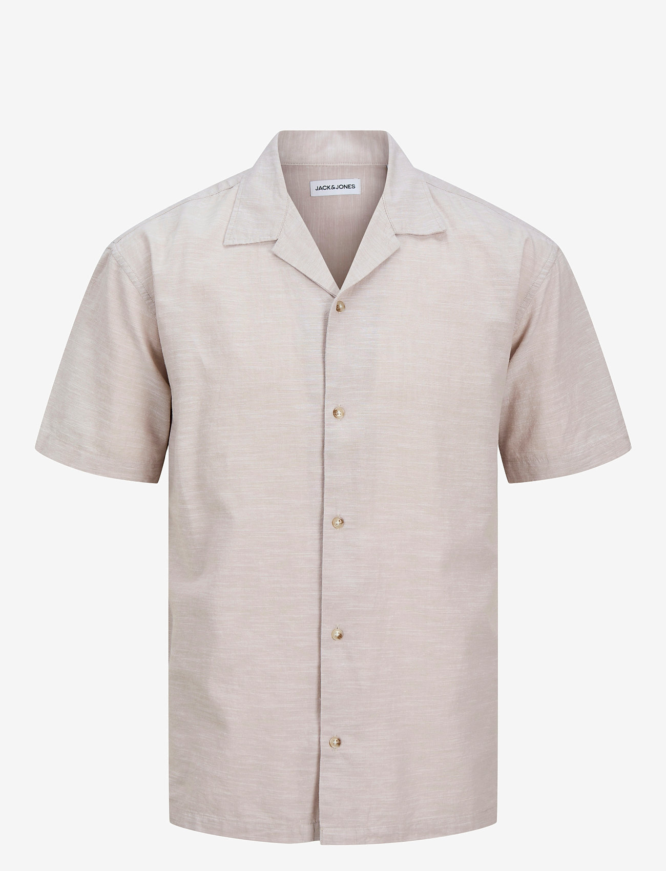 Jack & Jones - JJESUMMER RESORT SHIRT SS SN - pellavakauluspaidat - crockery - 1