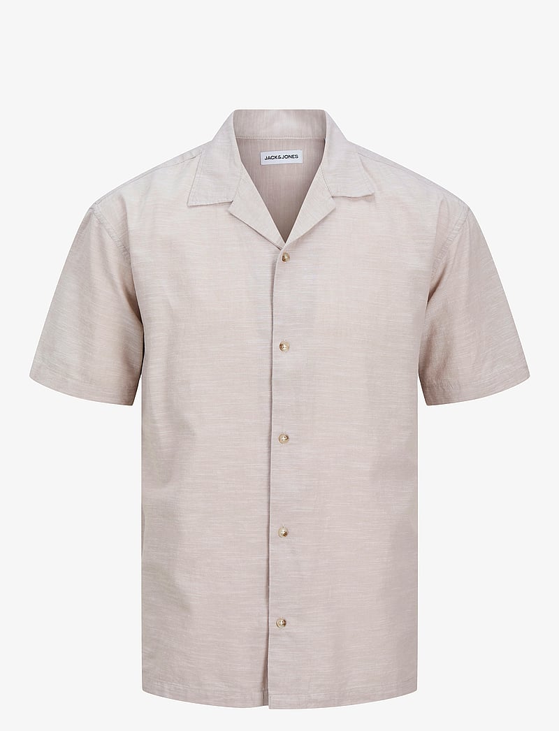 Jack & Jones - JJESUMMER RESORT SHIRT SS SN - pellavakauluspaidat - crockery - 1