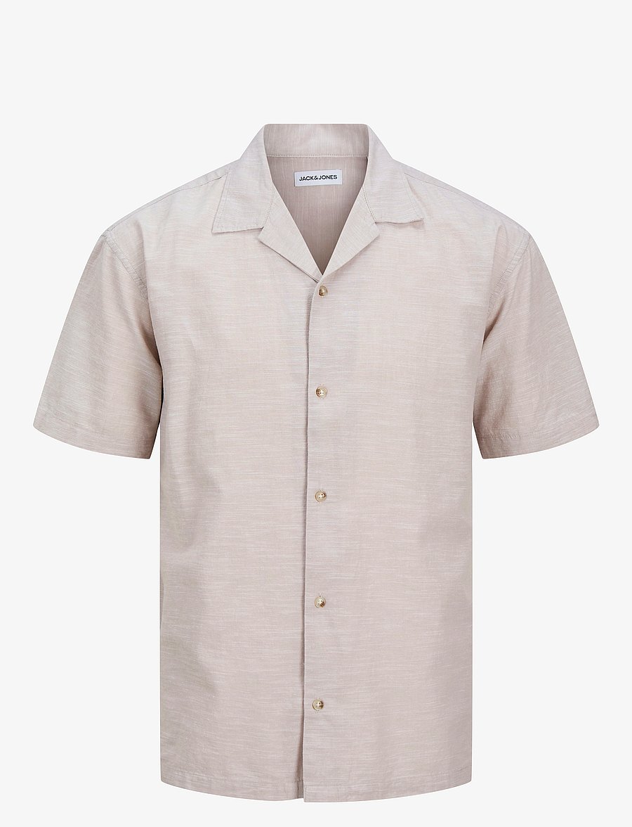 Jack & Jones - JJESUMMER RESORT SHIRT SS SN - leinenhemden - crockery - 1