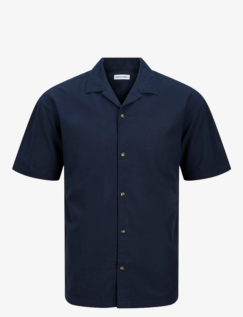 Jack & Jones - JJESUMMER RESORT SHIRT SS SN - hørskjorter - navy blazer - 1