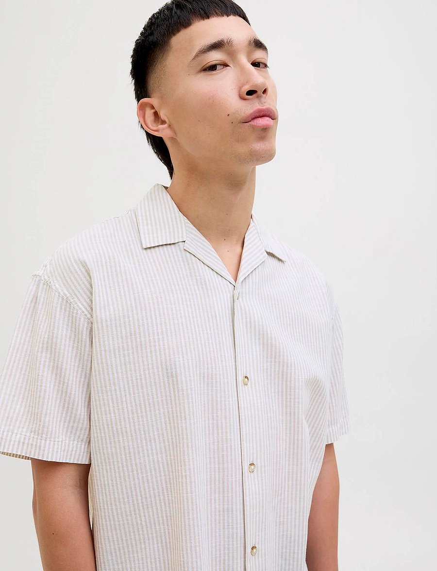 Jack & Jones - JJESUMMER RESORT SHIRT SS SN - hørskjorter - oxford tan - 2